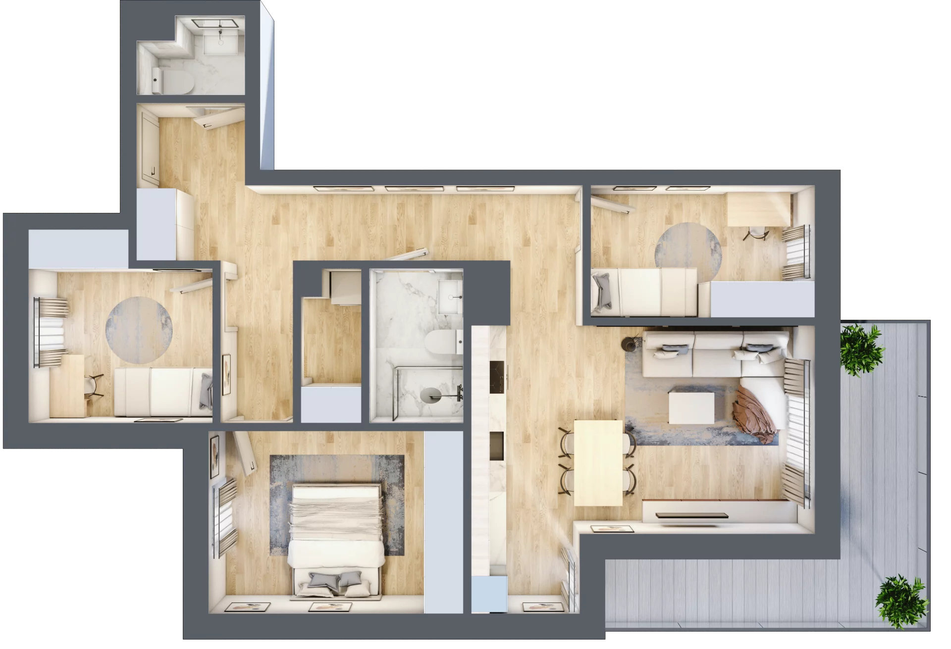 4 pokoje, mieszkanie 77,12 m², piętro 2, oferta nr B2.04, Osiedle Kwiatowe, Mysłowice, ul. Kwiatowa