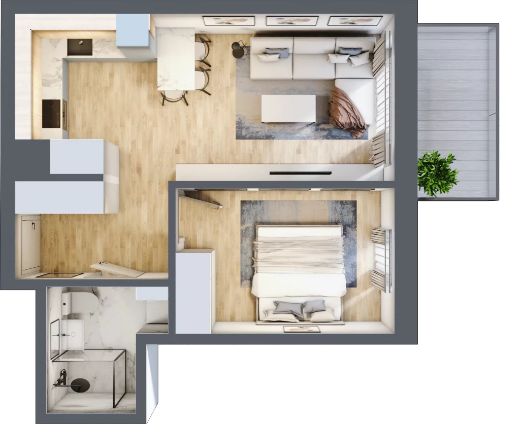 2 pokoje, mieszkanie 41,75 m², piętro 2, oferta nr B2.06, Osiedle Kwiatowe, Mysłowice, ul. Kwiatowa