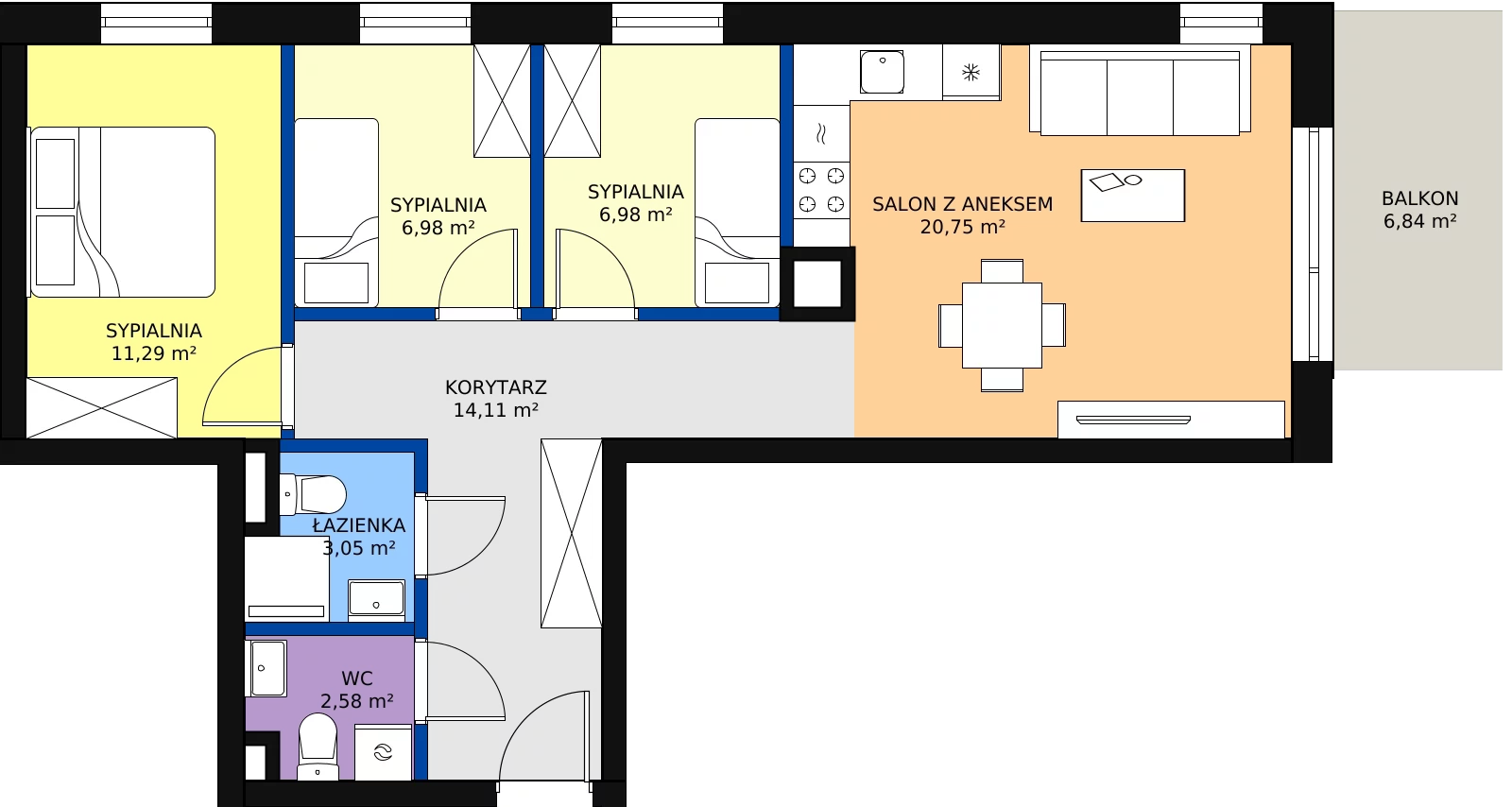 Zalety mieszkania 65.73 m², B3.05