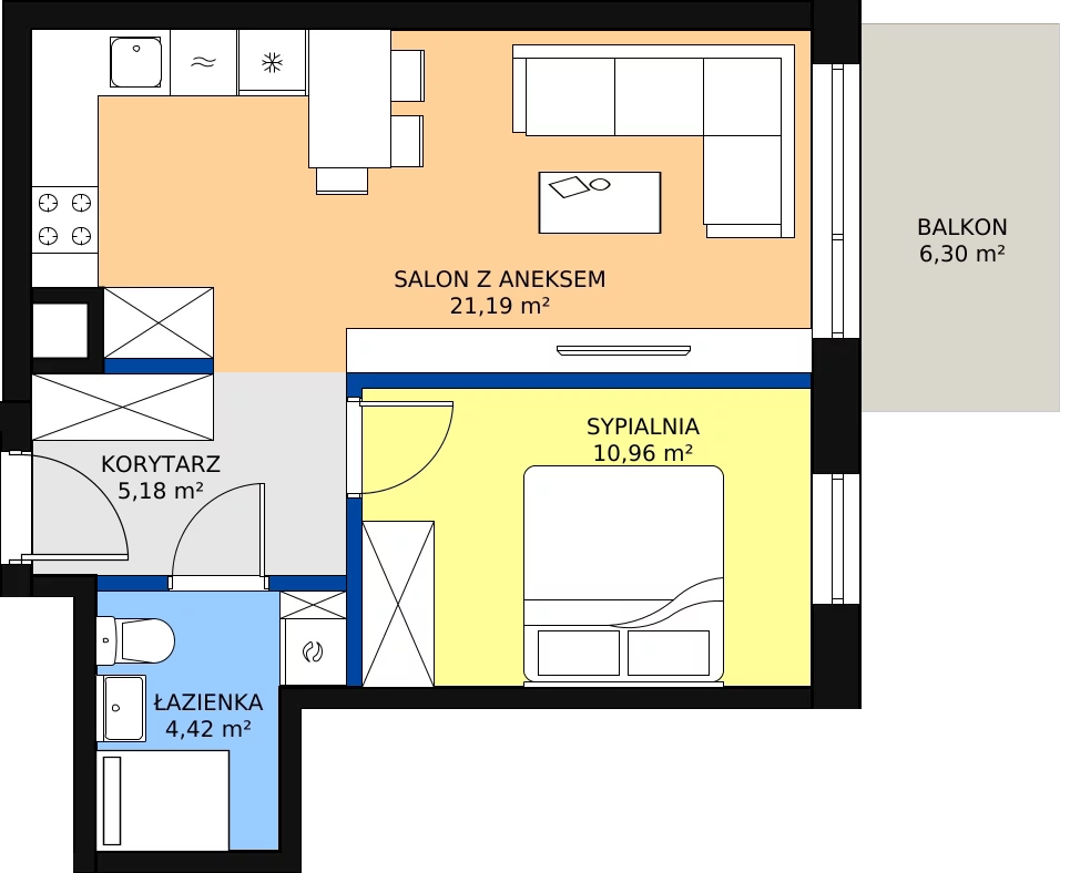 Zalety mieszkania 41.75 m², B3.06