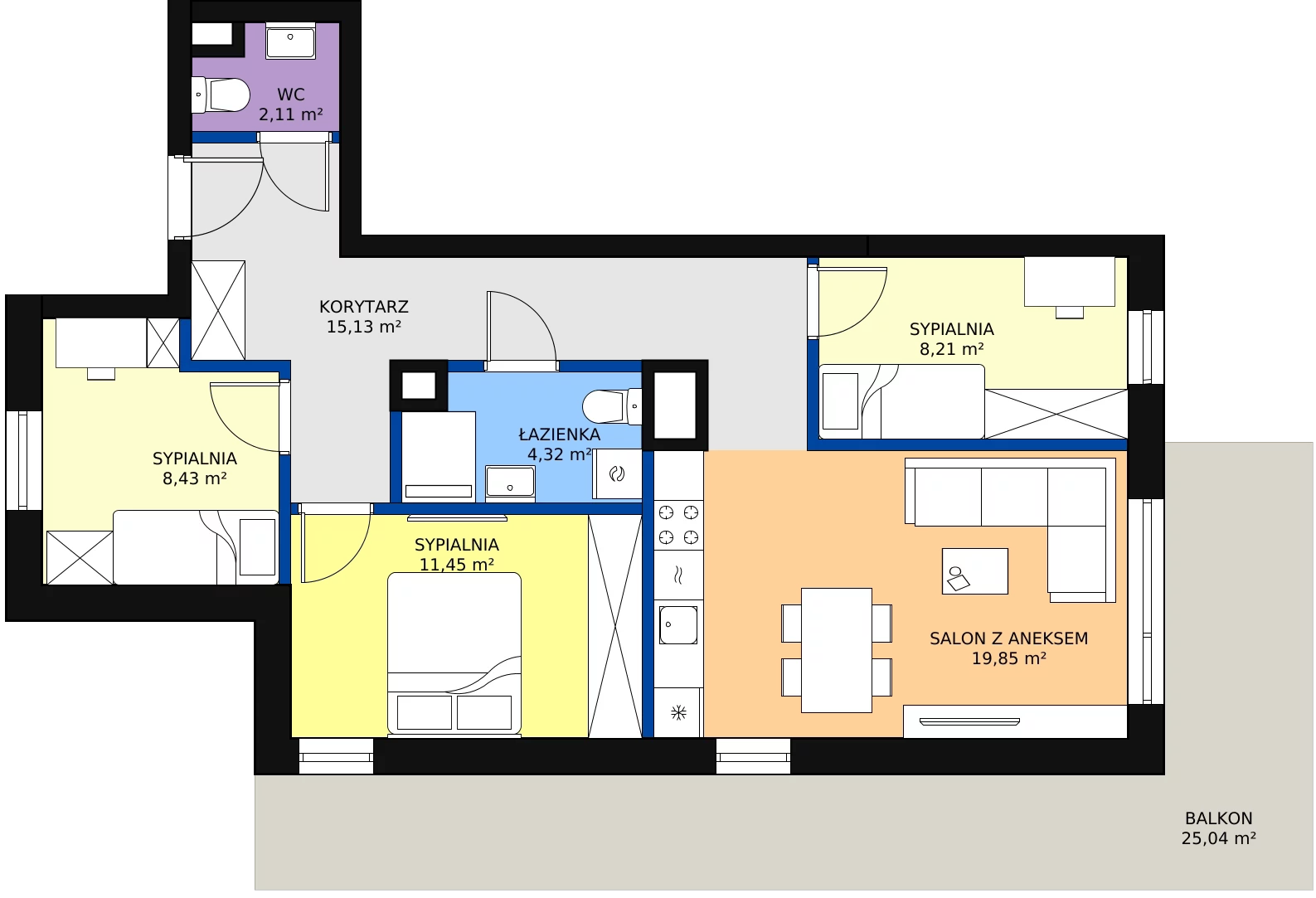 Zalety mieszkania 69.5 m², B4.04