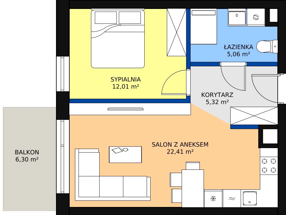 Zalety mieszkania 44.8 m², B4.09