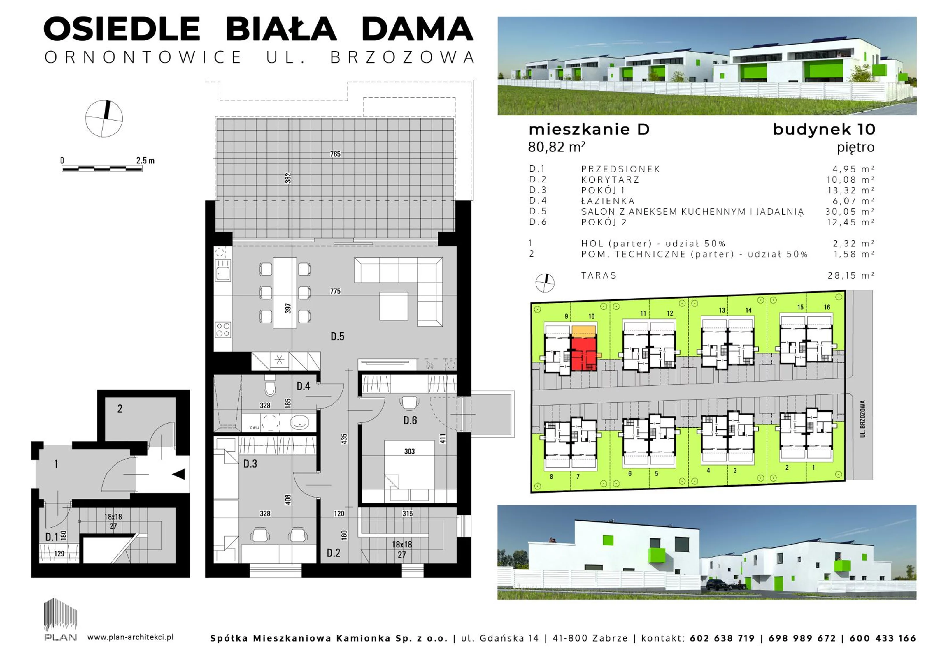 Mieszkanie 80,82 m², piętro 1, oferta nr 10D, Biała Dama, Ornontowice, ul. Brzozowa