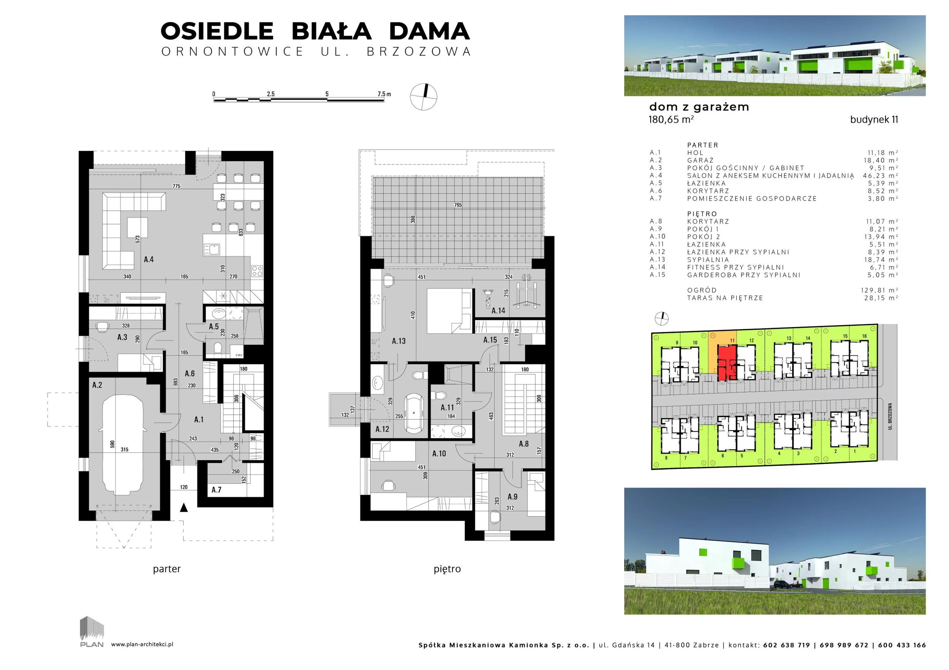 Dom 180,65 m², oferta nr 11, Osiedle Biała Dama, Ornontowice, ul. Brzozowa