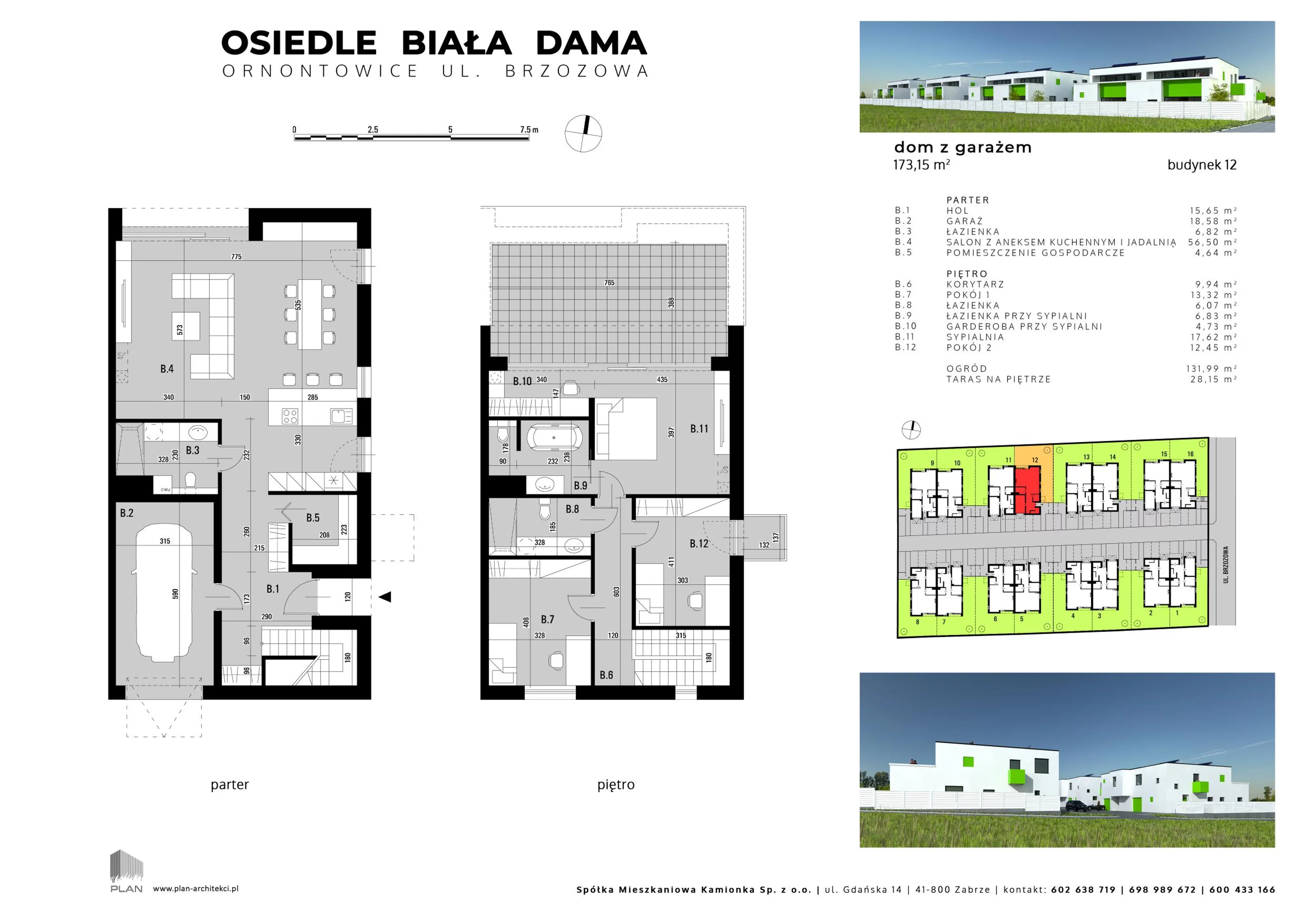 Dom 173,15 m², oferta nr 12, Osiedle Biała Dama, Ornontowice, ul. Brzozowa