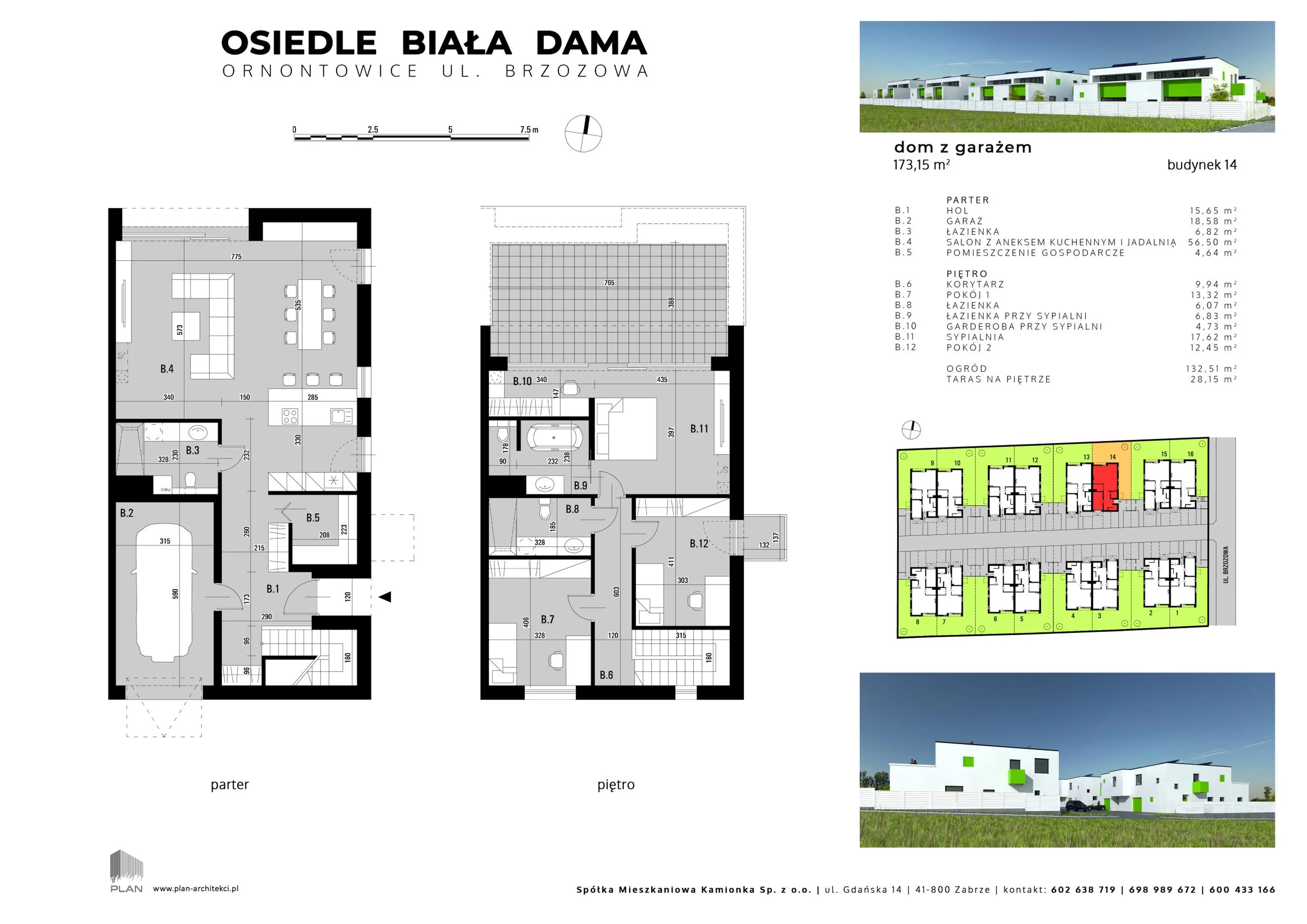Dom 173,15 m², oferta nr 14, Osiedle Biała Dama, Ornontowice, ul. Brzozowa