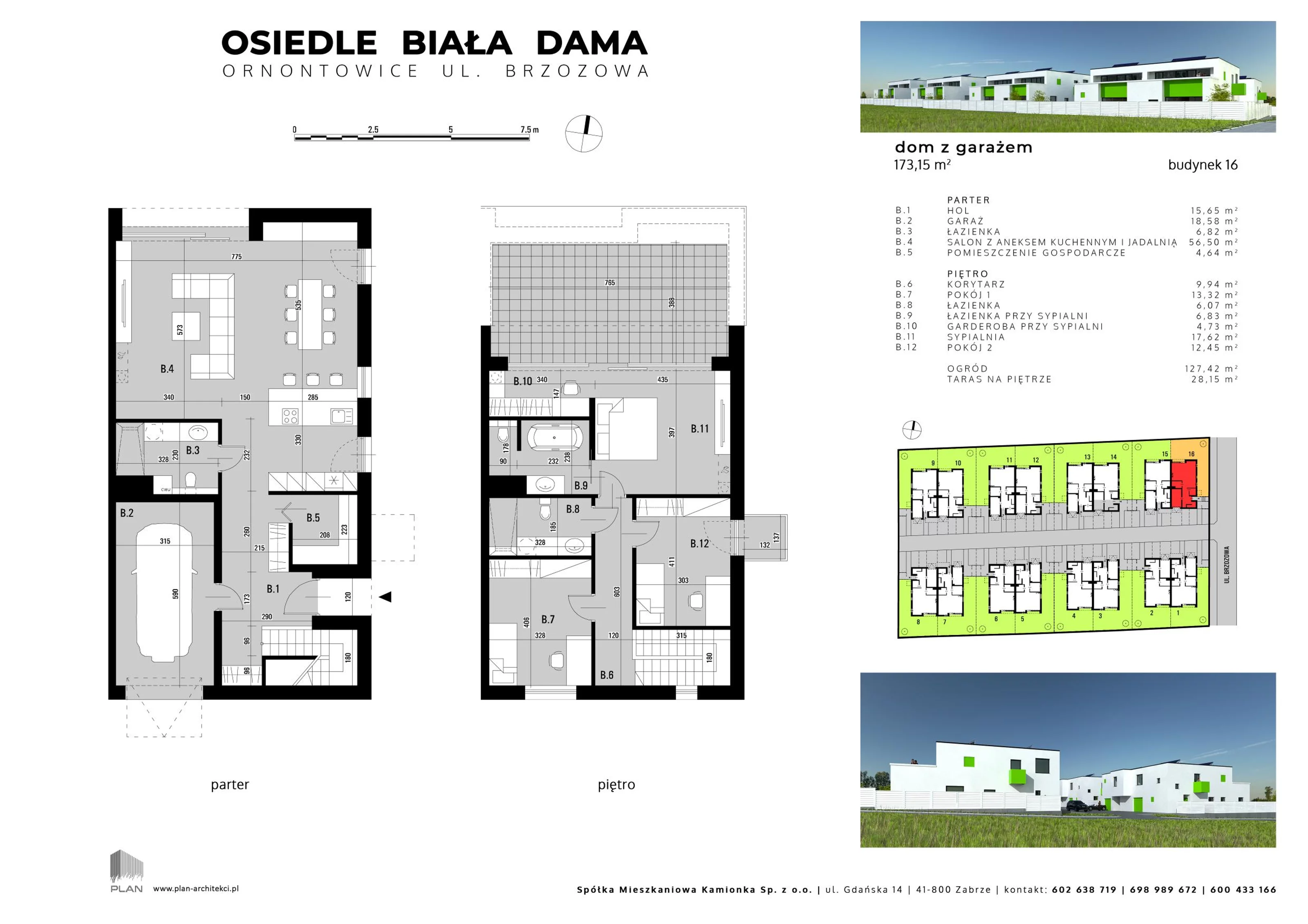 Dom 173,15 m², oferta nr 16, Osiedle Biała Dama, Ornontowice, ul. Brzozowa