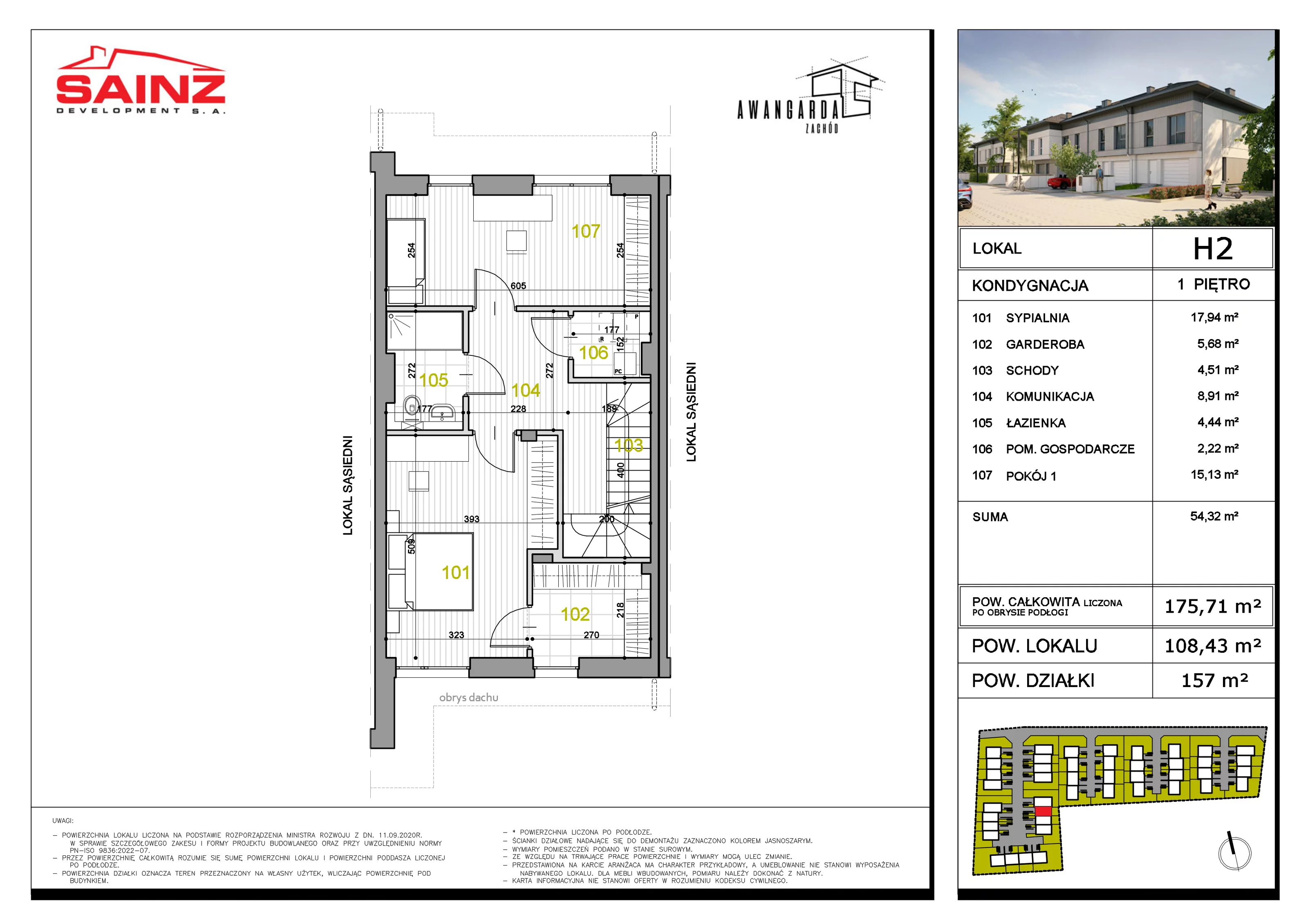 Dom 108,43 m², oferta nr H2, Awangarda Zachód, Bronisze, ul. Piastowska 34