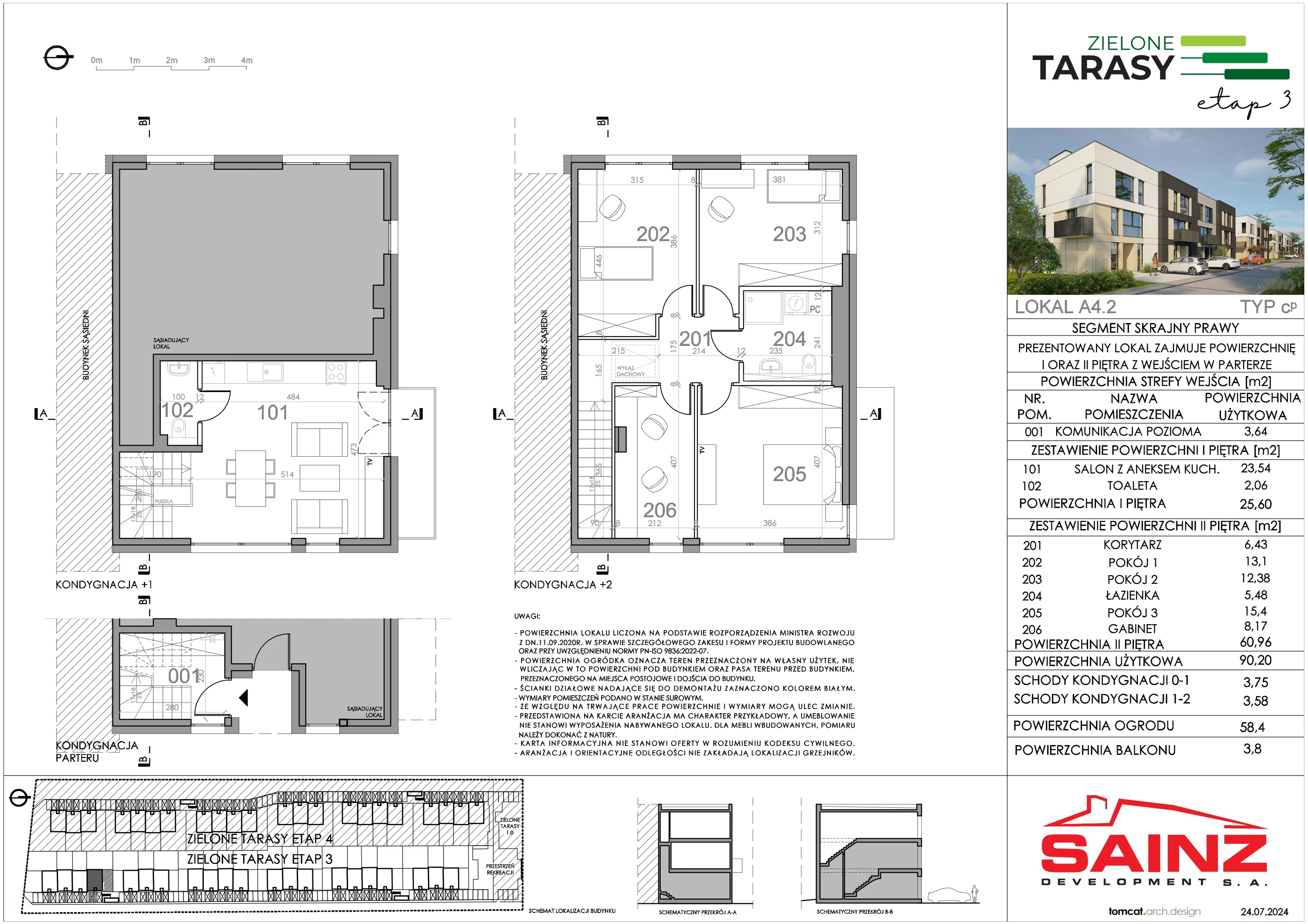 Mieszkanie 90,20 m², piętro 1, oferta nr A.4.2, Zielone Tarasy III, Piastów, ul. Dworcowa