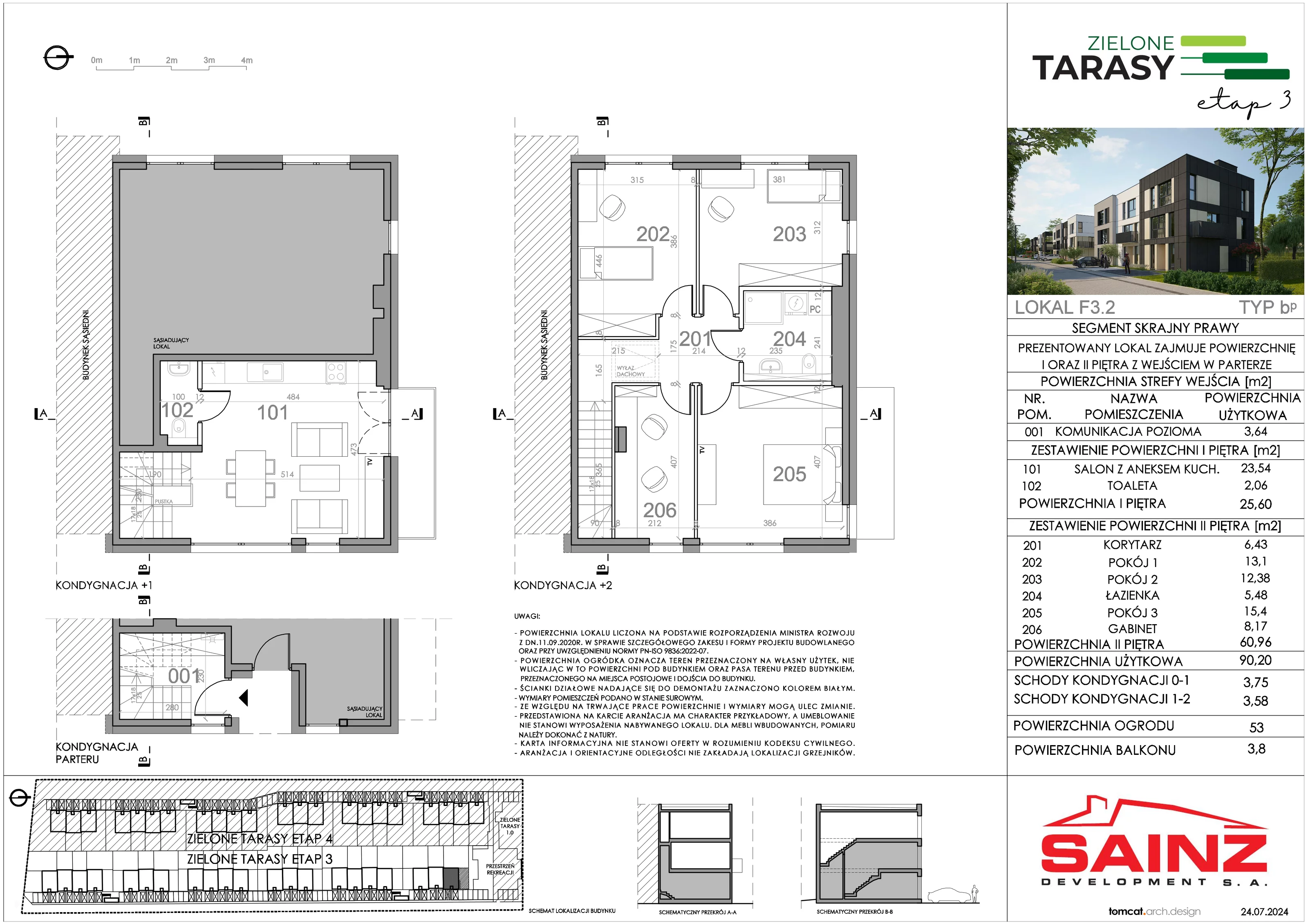 Mieszkanie 90,20 m², piętro 1, oferta nr F.3.2, Zielone Tarasy III, Piastów, ul. Dworcowa