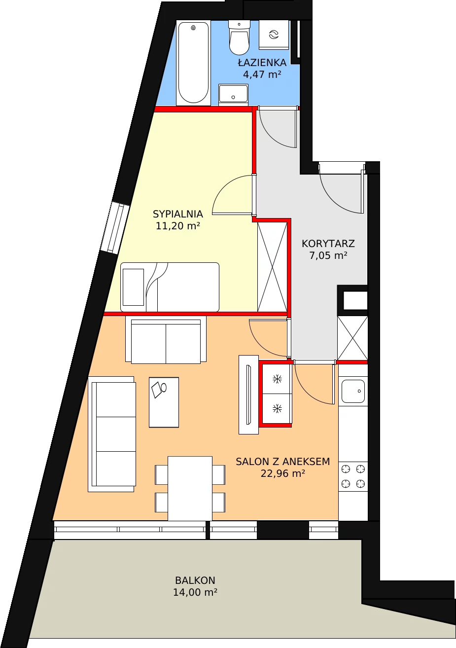 2 pokoje, mieszkanie 45,68 m², parter, oferta nr A/M6, Rezydencja Chabrowa, Lublin, Sławin, Sławin, ul. Chabrowa 2