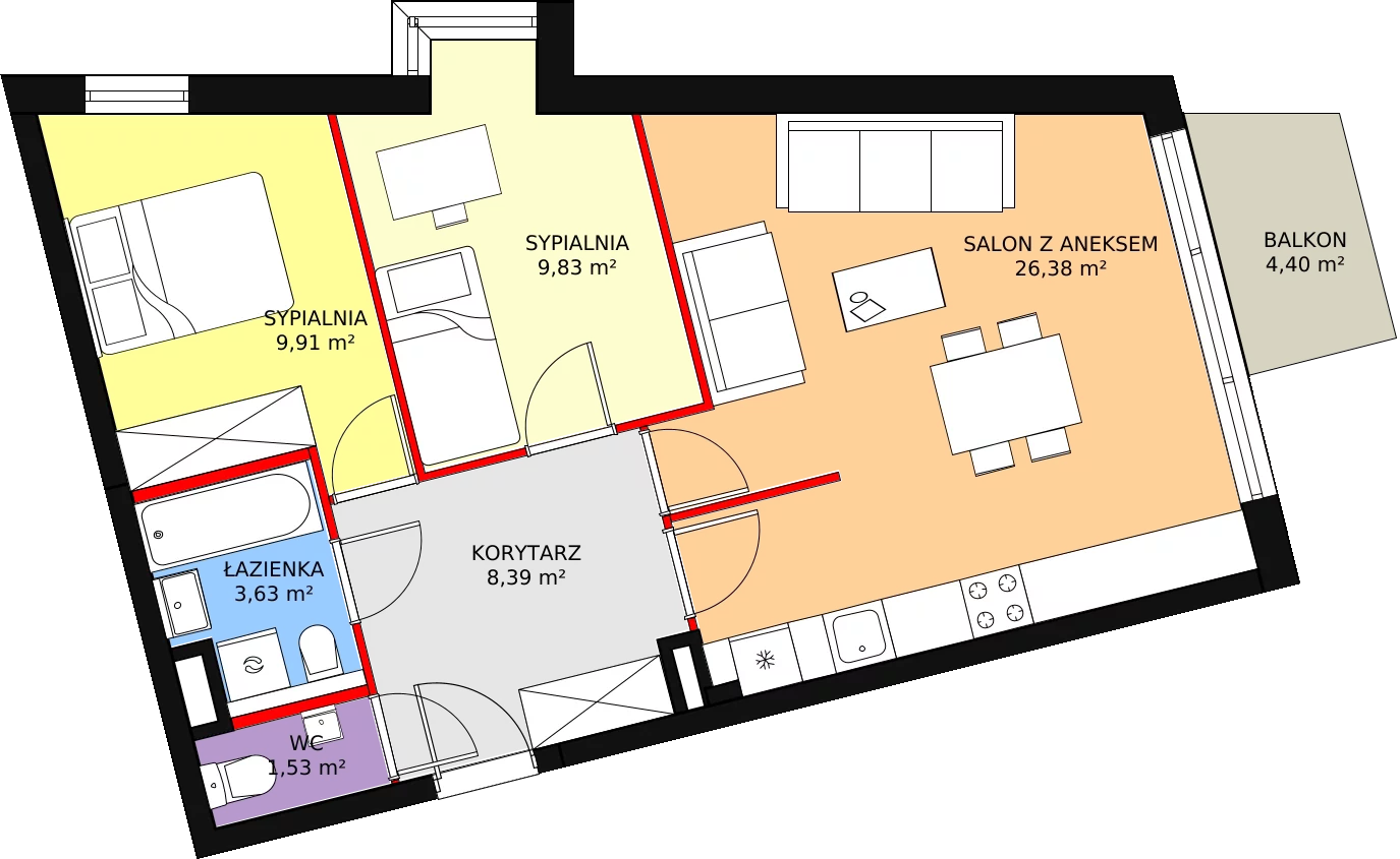 Mieszkanie 59,68 m², piętro 2, oferta nr A/M13, Rezydencja Chabrowa, Lublin, Sławin, Sławin, ul. Chabrowa 2