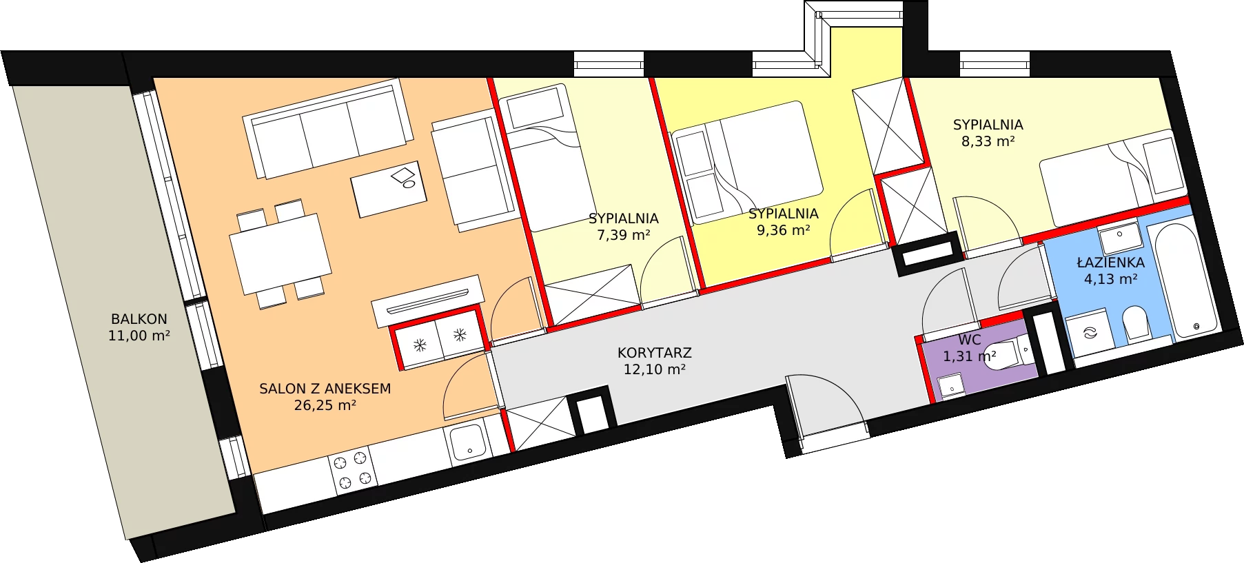 4 pokoje, mieszkanie 68,87 m², piętro 2, oferta nr A/M18, Rezydencja Chabrowa, Lublin, Sławin, Sławin, ul. Chabrowa 2