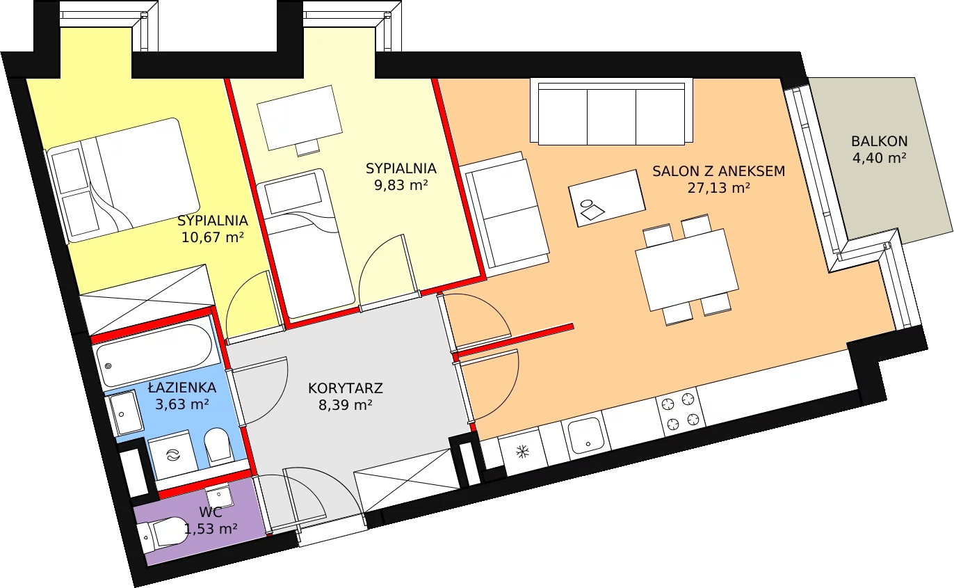 Mieszkanie 61,18 m², piętro 3, oferta nr A/M19, Rezydencja Chabrowa, Lublin, Sławin, Sławin, ul. Chabrowa 2