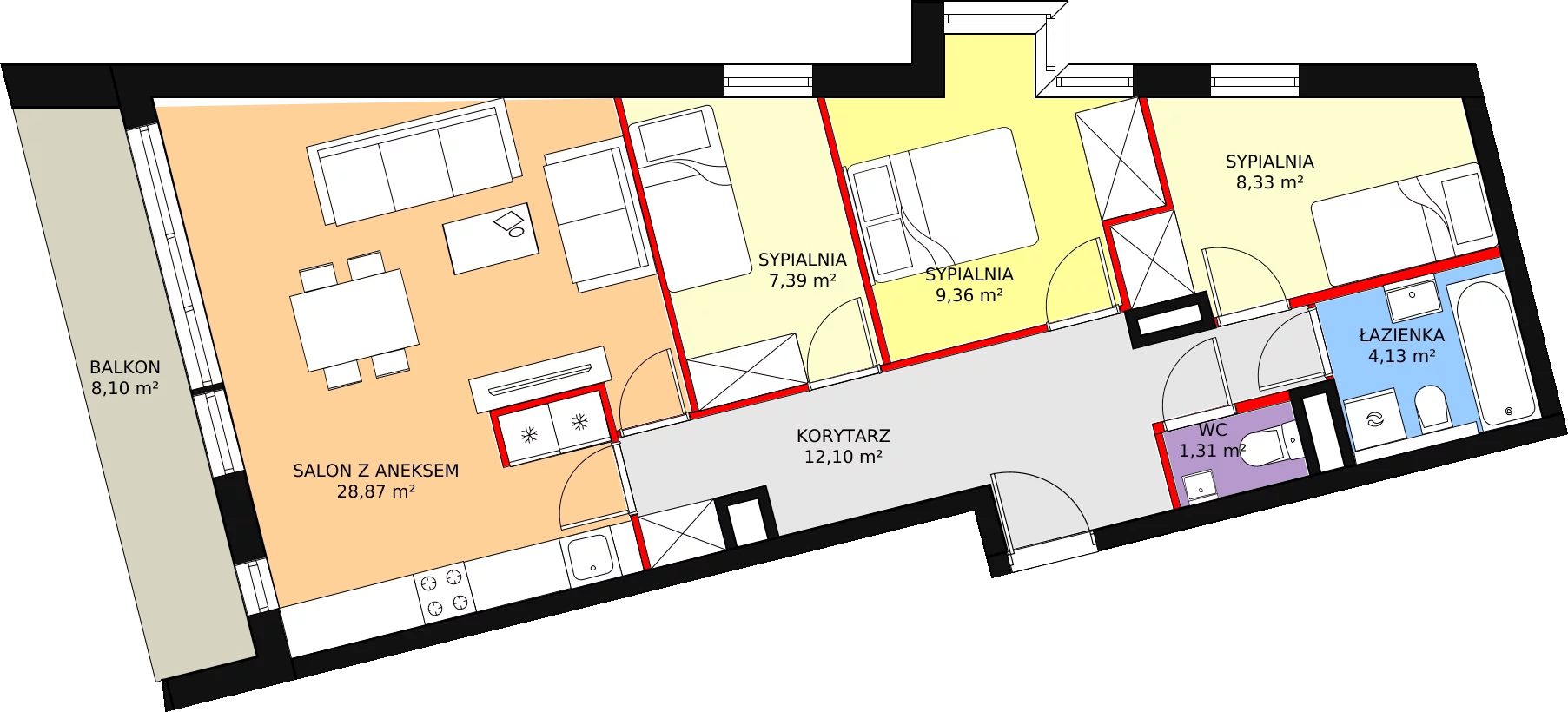 Mieszkanie 71,49 m², piętro 3, oferta nr A/M24, Rezydencja Chabrowa, Lublin, Sławin, Sławin, ul. Chabrowa 2