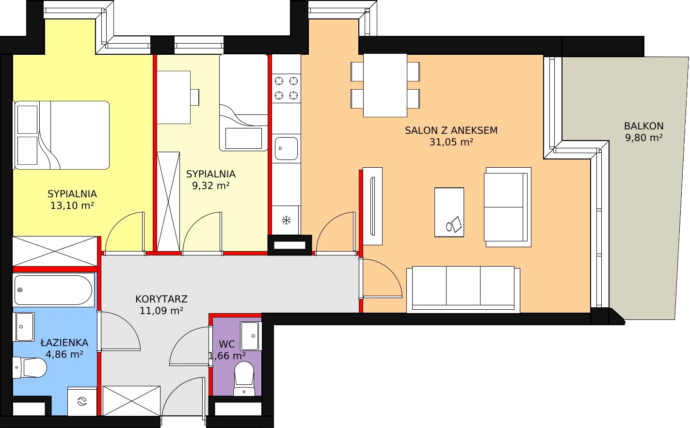 3 pokoje, mieszkanie 71,08 m², parter, oferta nr B/M2, Rezydencja Chabrowa, Lublin, Sławin, Sławin, ul. Chabrowa 2