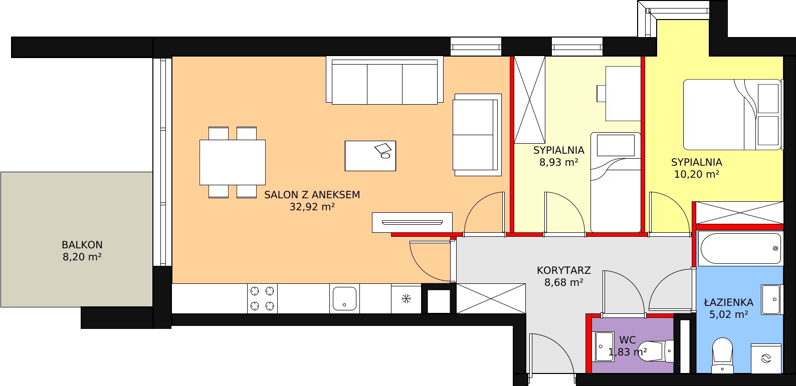 3 pokoje, mieszkanie 67,58 m², piętro 1, oferta nr B/M11, Rezydencja Chabrowa, Lublin, Sławin, Sławin, ul. Chabrowa 2