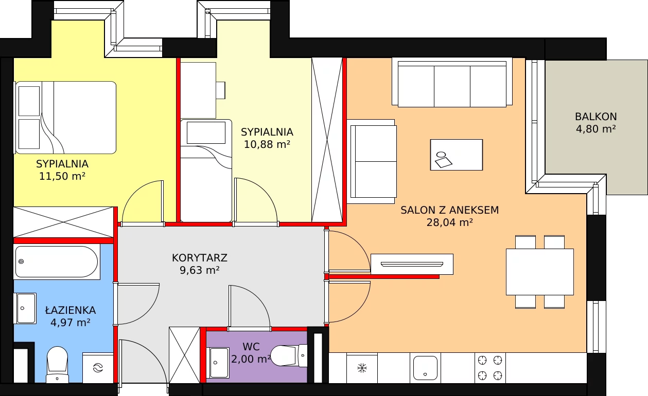 Mieszkanie 67,02 m², piętro 1, oferta nr B/M12, Rezydencja Chabrowa, Lublin, Sławin, Sławin, ul. Chabrowa 2