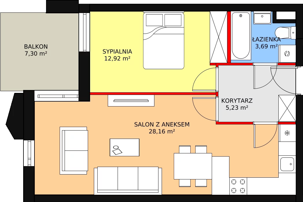 Mieszkanie 50,00 m², piętro 2, oferta nr B/M16, Rezydencja Chabrowa, Lublin, Sławin, Sławin, ul. Chabrowa 2