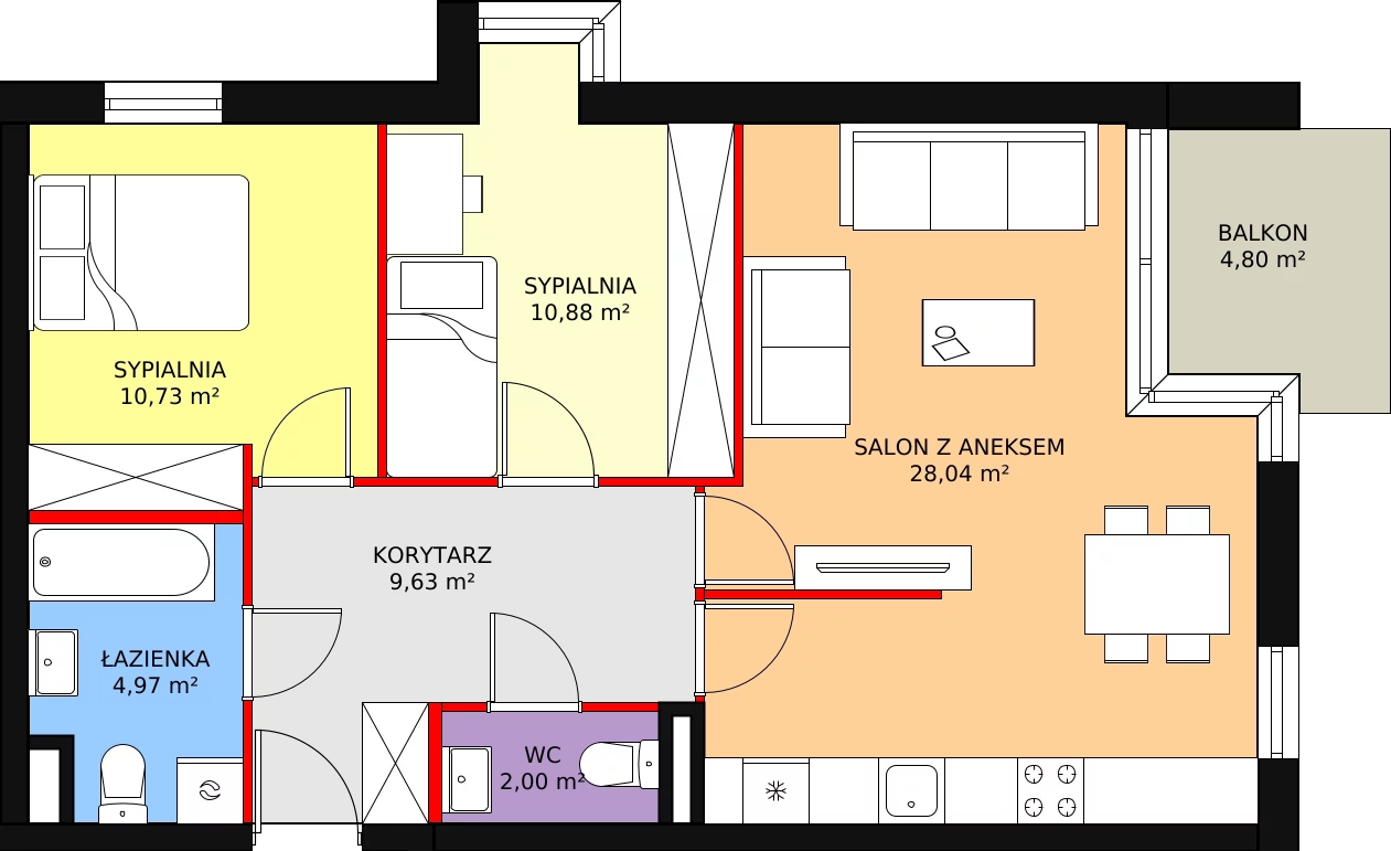 Mieszkanie 66,25 m², piętro 2, oferta nr B/M18, Rezydencja Chabrowa, Lublin, Sławin, Sławin, ul. Chabrowa 2