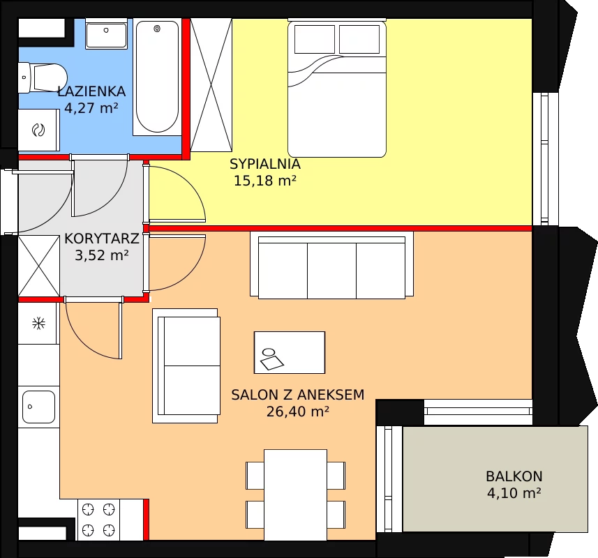 Mieszkanie 49,37 m², piętro 3, oferta nr B/M20, Rezydencja Chabrowa, Lublin, Sławin, Sławin, ul. Chabrowa 2