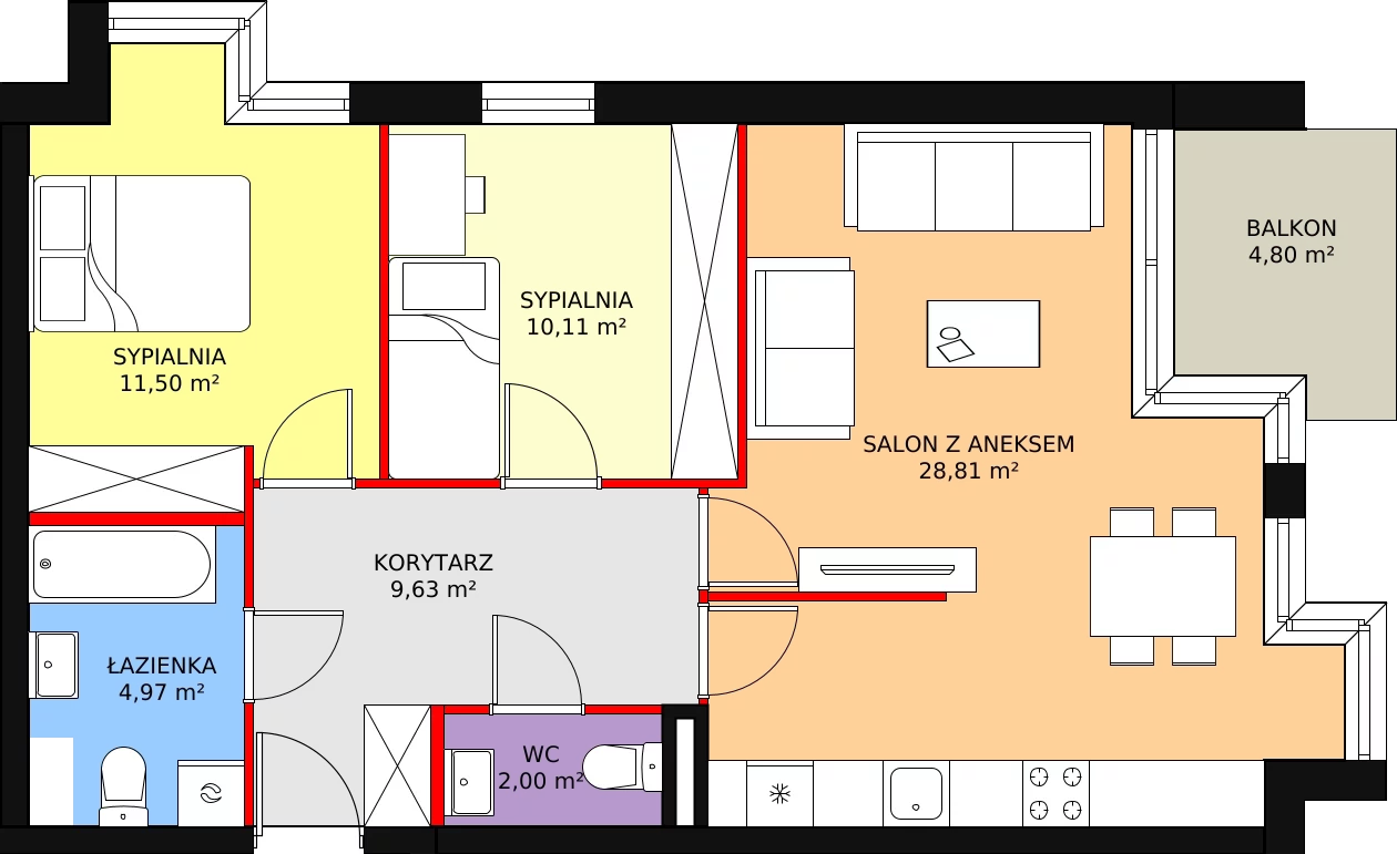 Mieszkanie 67,02 m², piętro 3, oferta nr B/M24, Rezydencja Chabrowa, Lublin, Sławin, Sławin, ul. Chabrowa 2