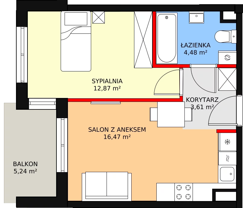 2 pokoje, lokal inwestycyjny 38,58 m², piętro 1, oferta nr 2_02, Ogrody Przyjaciół, Reguły, ul. Wiejska