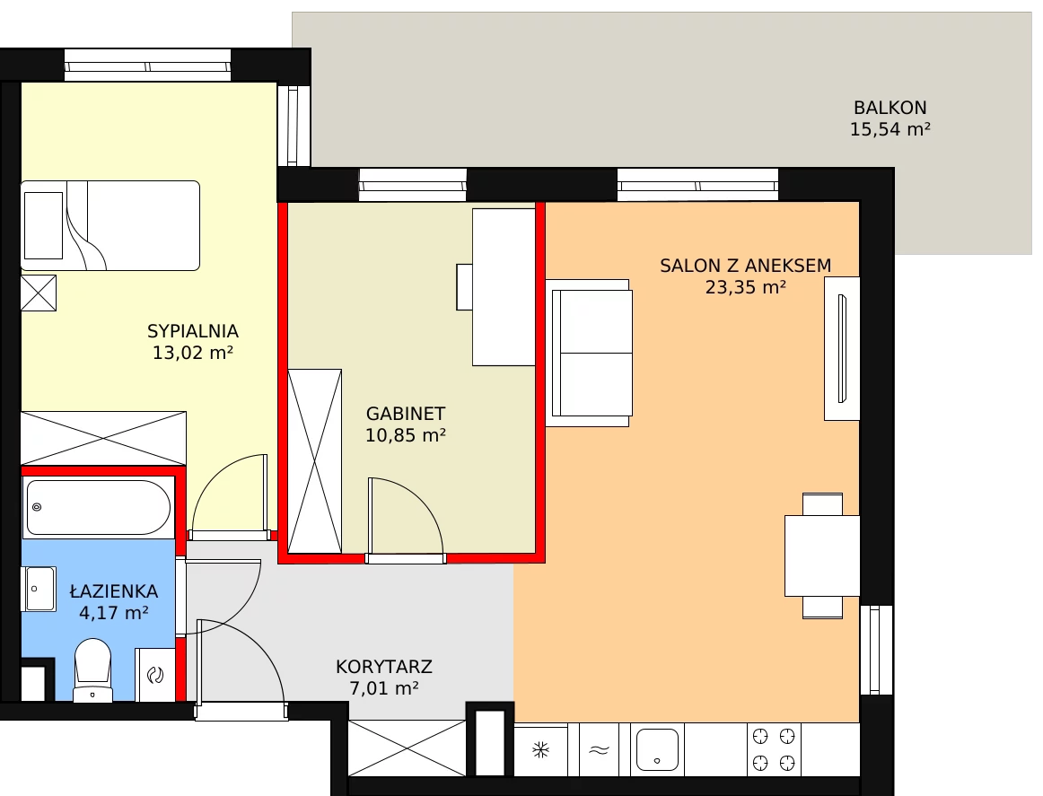 3 pokoje, lokal inwestycyjny 60,23 m², piętro 1, oferta nr 2_05, Ogrody Przyjaciół, Reguły, ul. Wiejska