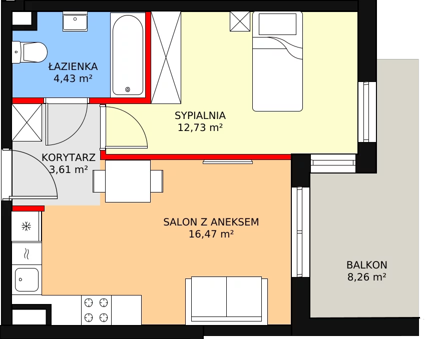 2 pokoje, lokal inwestycyjny 38,31 m², piętro 1, oferta nr 2_07, Ogrody Przyjaciół, Reguły, ul. Wiejska