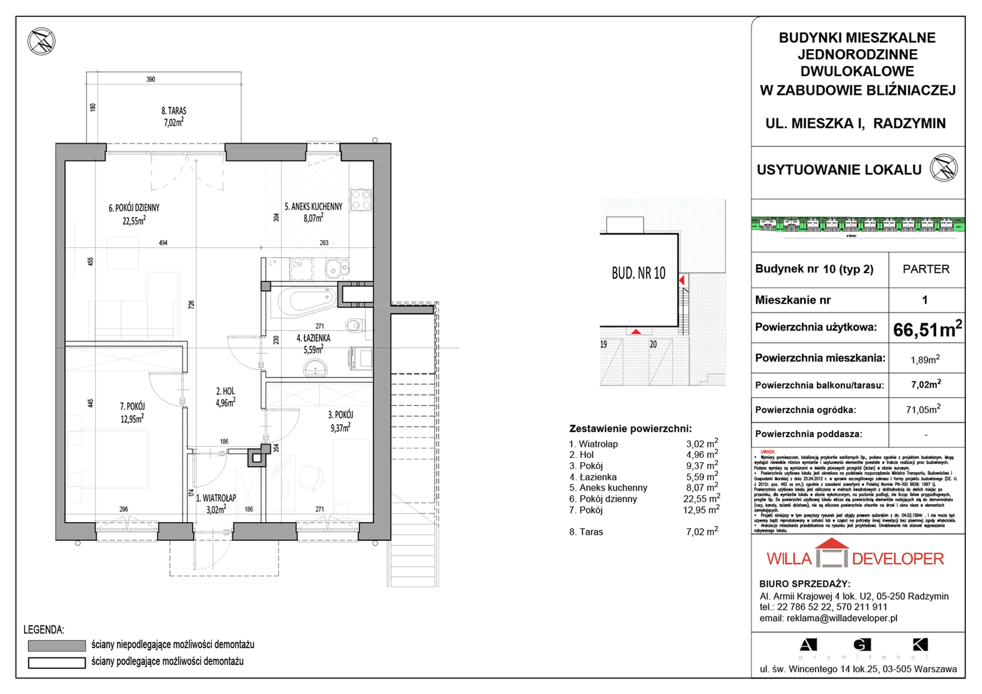 3 pokoje, mieszkanie 66,51 m², parter, oferta nr 10_1, Osiedle Mieszka I, Radzymin, ul. Mieszka I