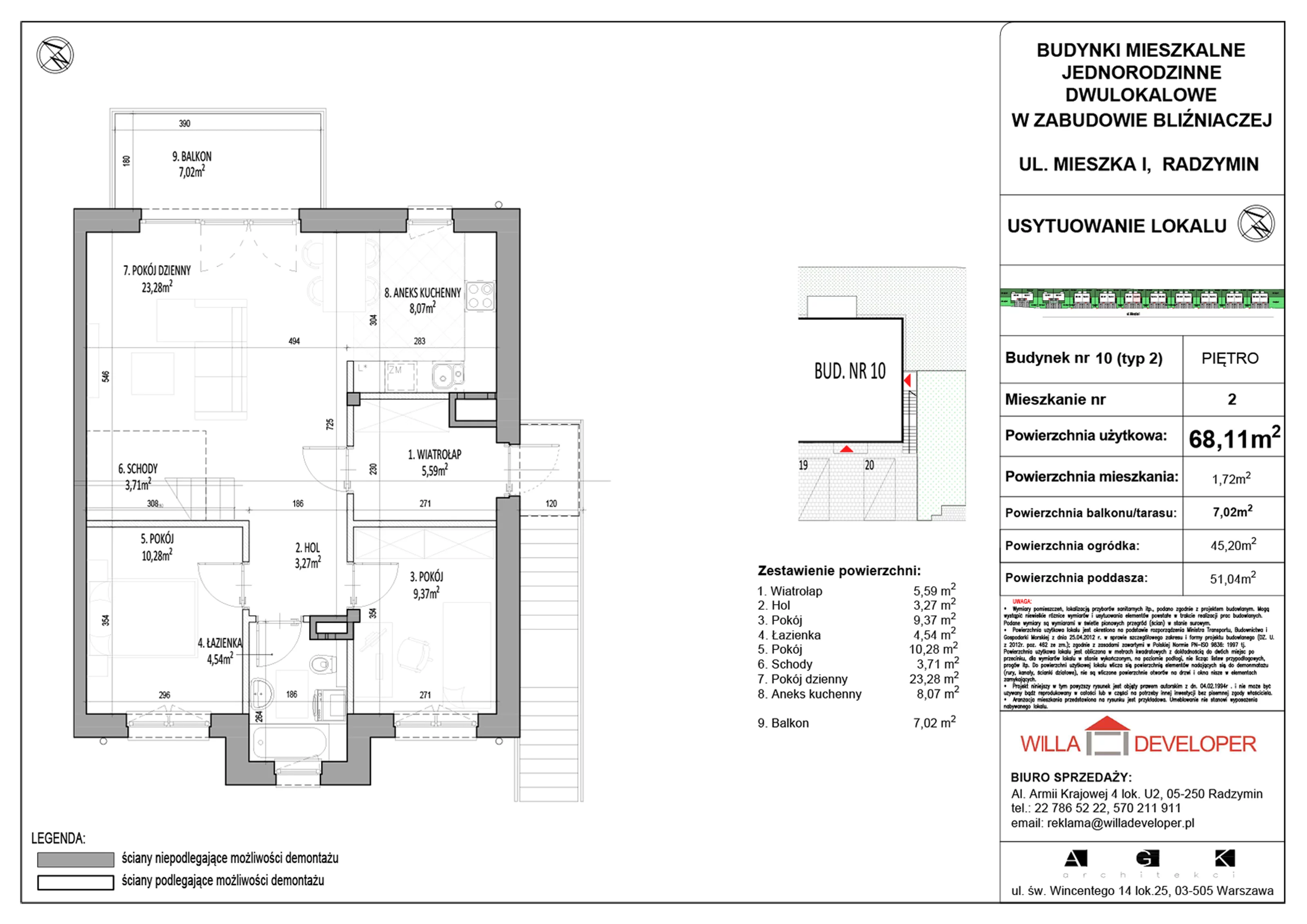 3 pokoje, mieszkanie 68,11 m², piętro 1, oferta nr 10_2, Osiedle Mieszka I, Radzymin, ul. Mieszka I