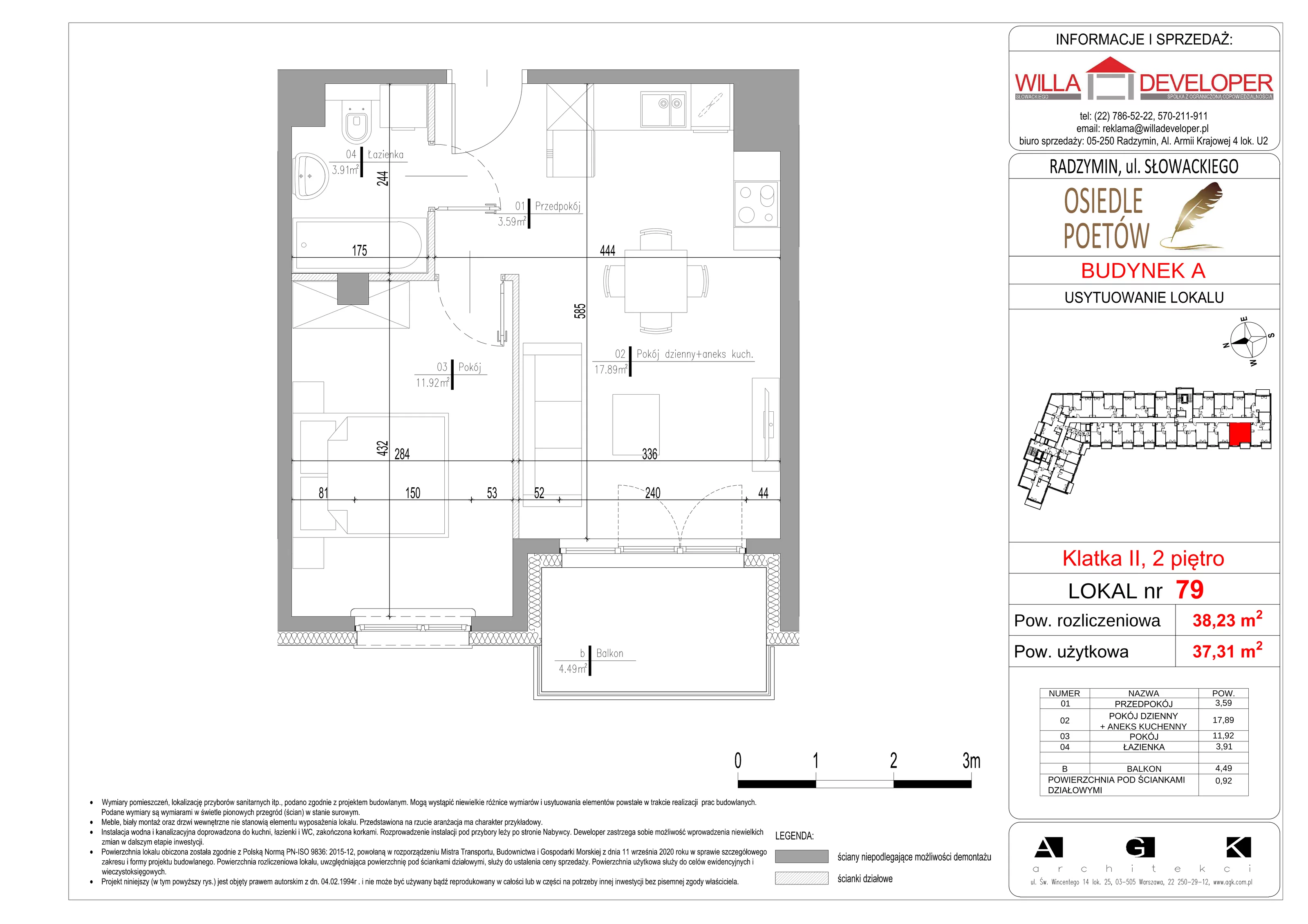 2 pokoje, mieszkanie 38,23 m², piętro 2, oferta nr 79, Osiedle Poetów, Radzymin, ul. Słowackiego