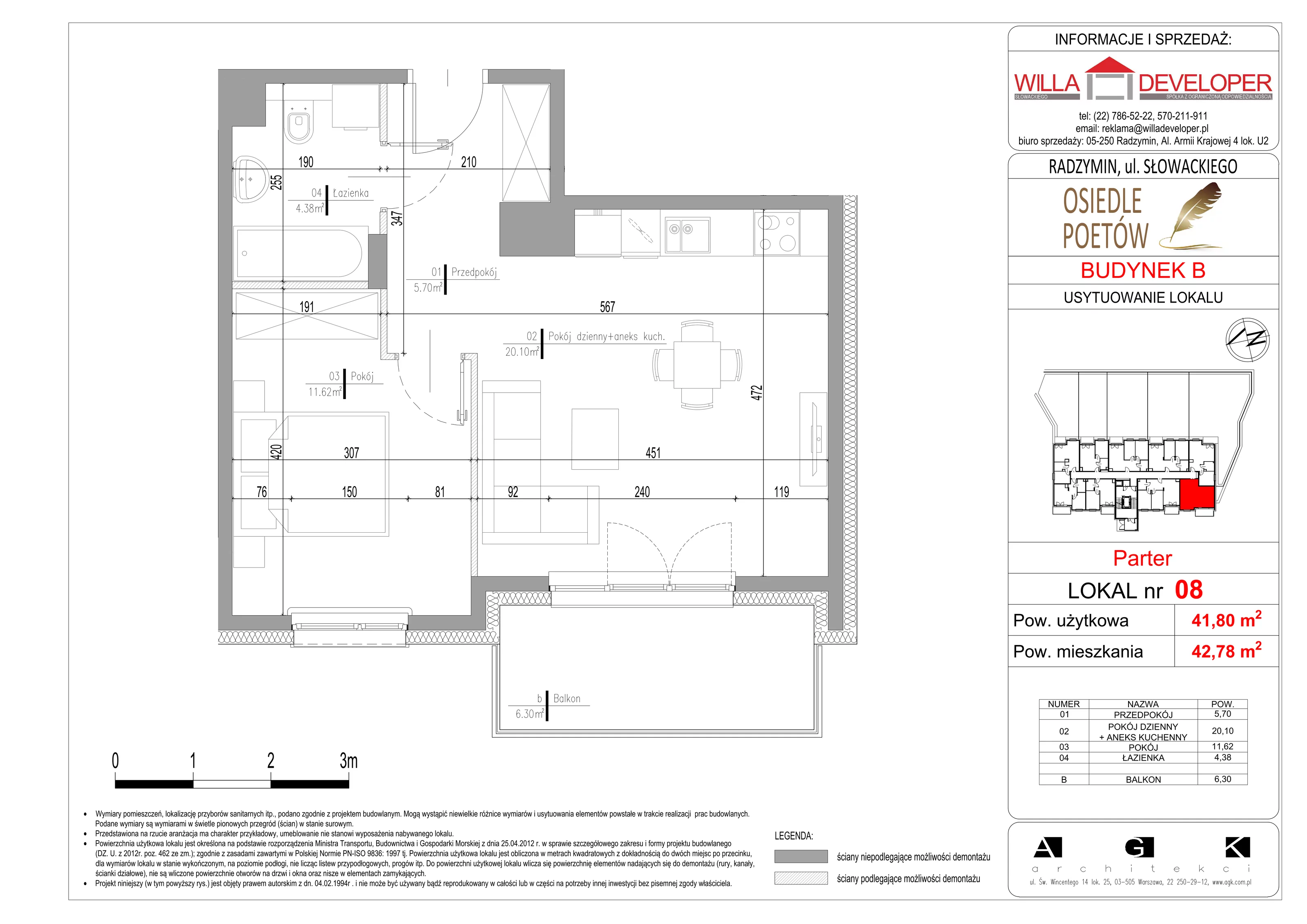 Mieszkanie 42,78 m², parter, oferta nr 8, Osiedle Poetów, Radzymin, ul. Słowackiego