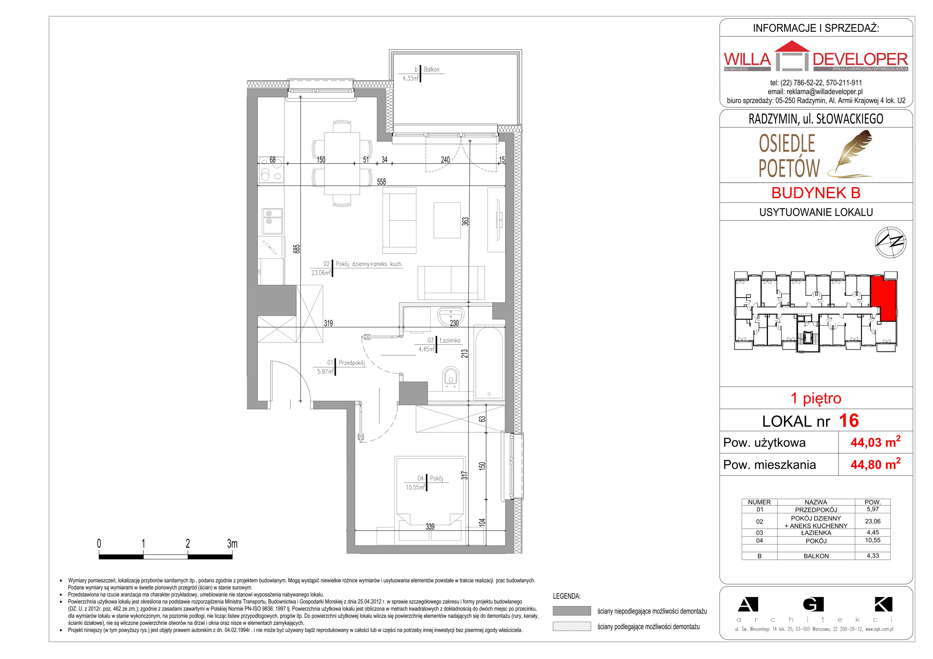 Mieszkanie 44,80 m², piętro 1, oferta nr 16, Osiedle Poetów, Radzymin, ul. Słowackiego-idx