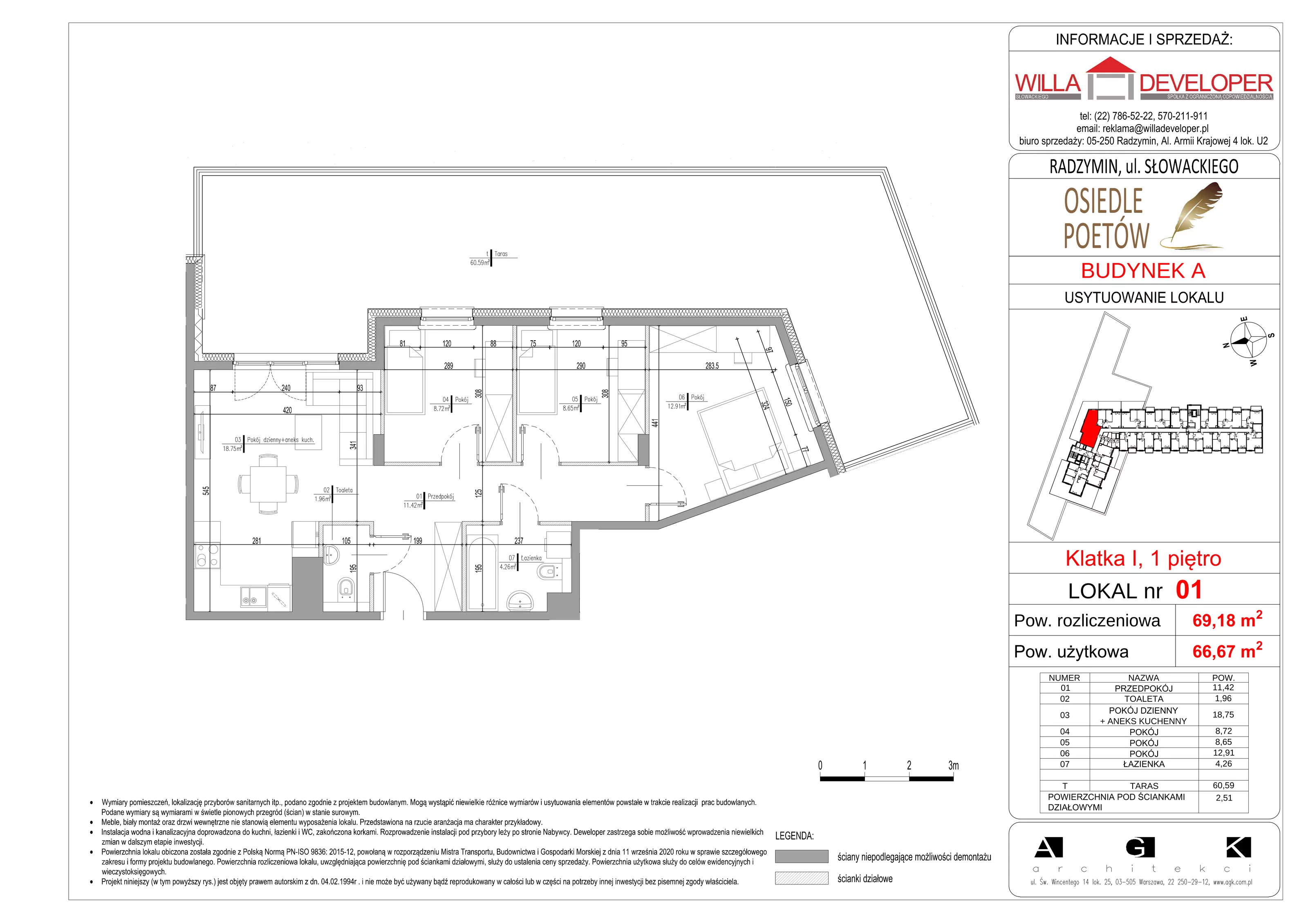 4 pokoje, mieszkanie 66,67 m², piętro 1, oferta nr 1, Osiedle Poetów, Radzymin, ul. Słowackiego