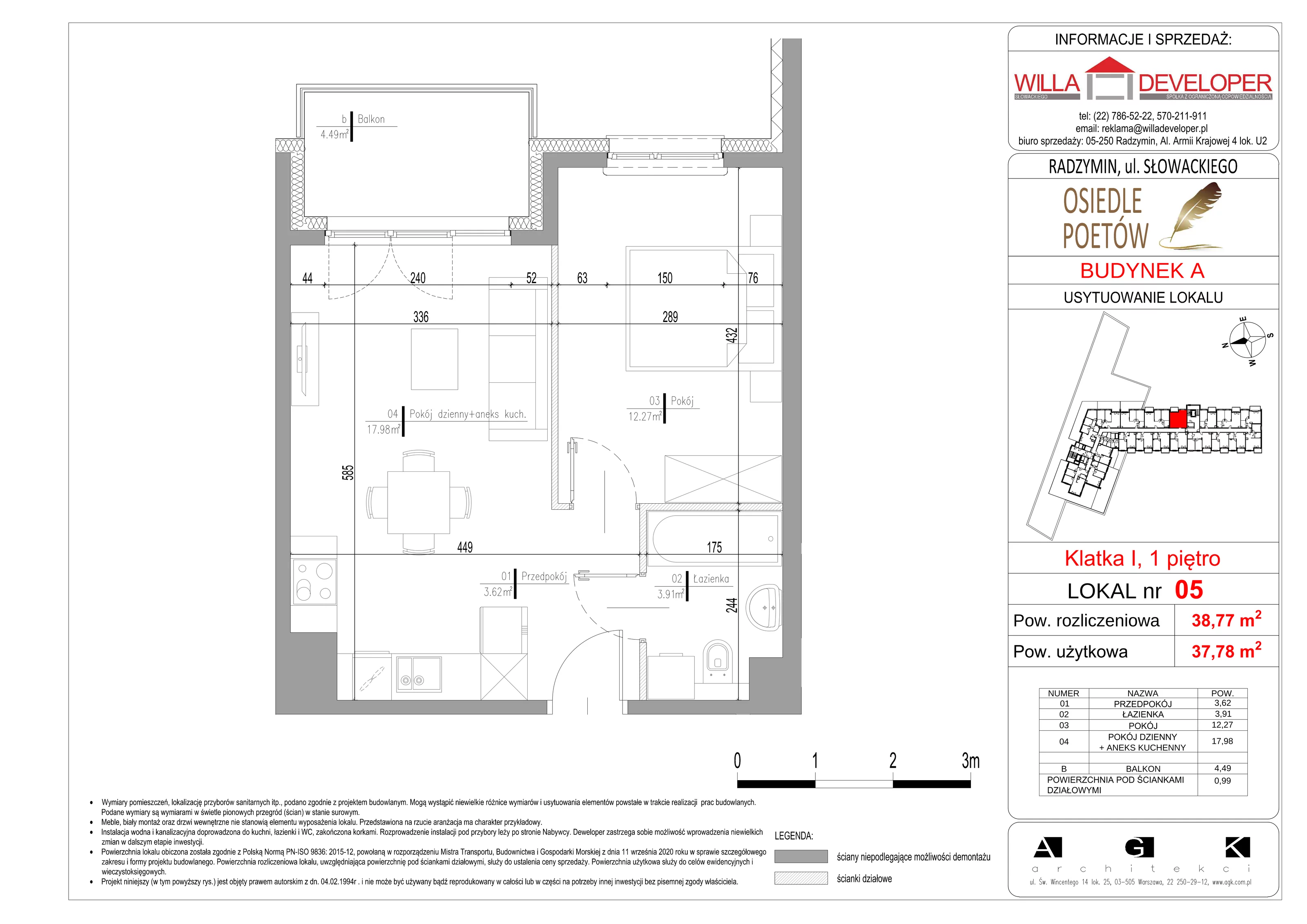 Mieszkanie 37,78 m², piętro 1, oferta nr 5, Osiedle Poetów, Radzymin, ul. Słowackiego