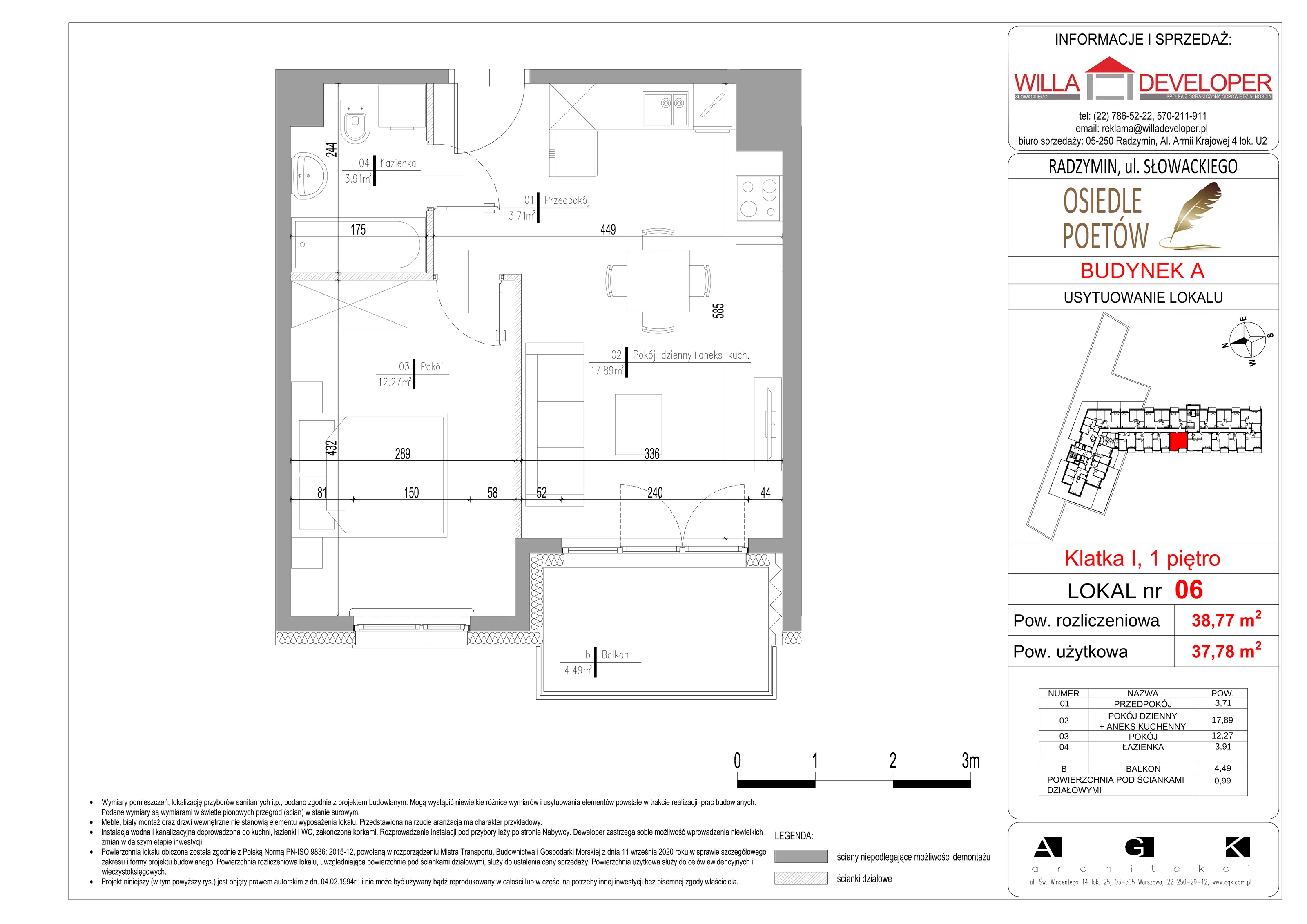 Mieszkanie 37,78 m², piętro 1, oferta nr 6, Osiedle Poetów, Radzymin, ul. Słowackiego