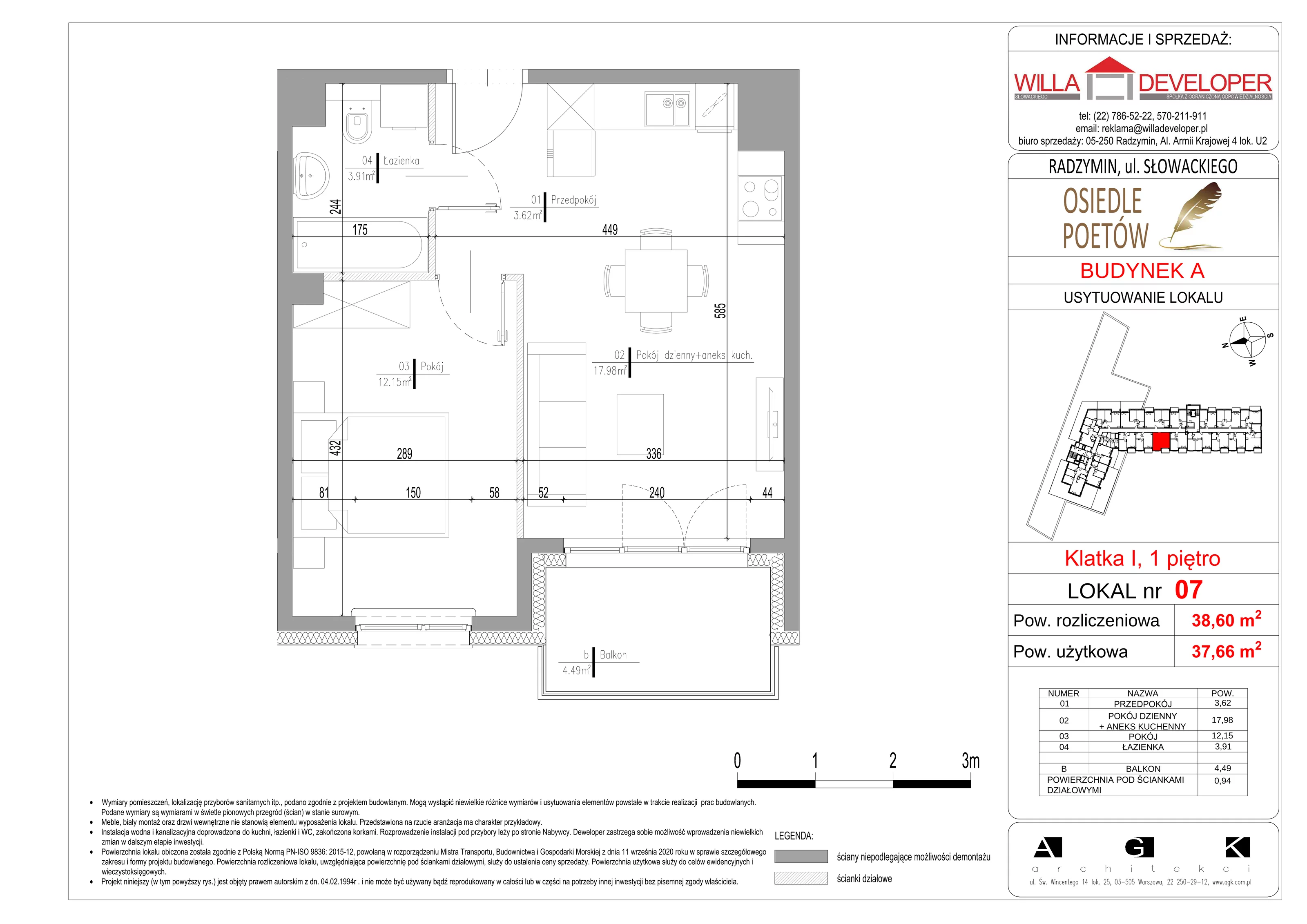 Mieszkanie 37,66 m², piętro 1, oferta nr 7, Osiedle Poetów, Radzymin, ul. Słowackiego