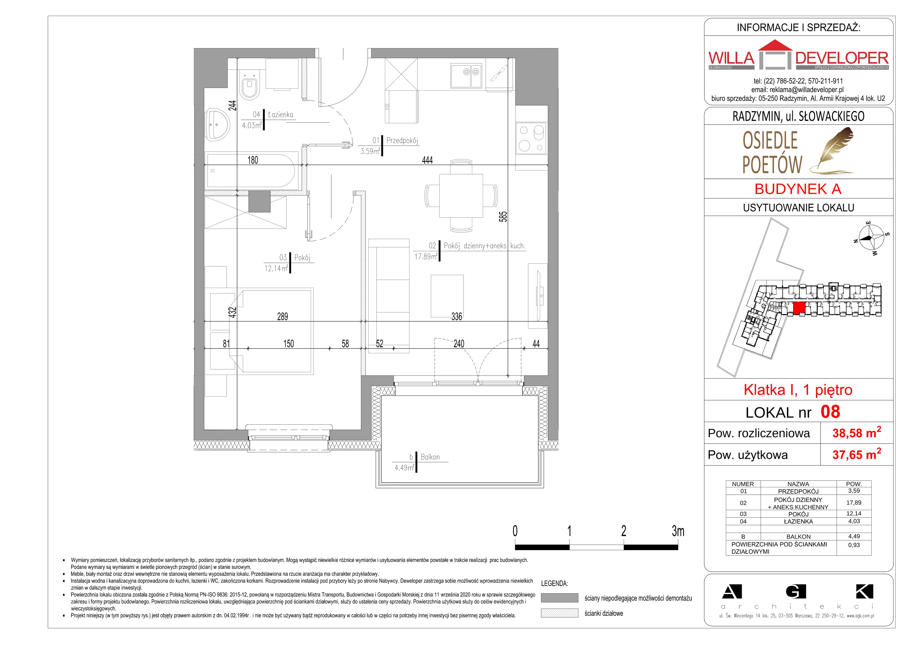 Mieszkanie 37,65 m², piętro 1, oferta nr 8, Osiedle Poetów, Radzymin, ul. Słowackiego