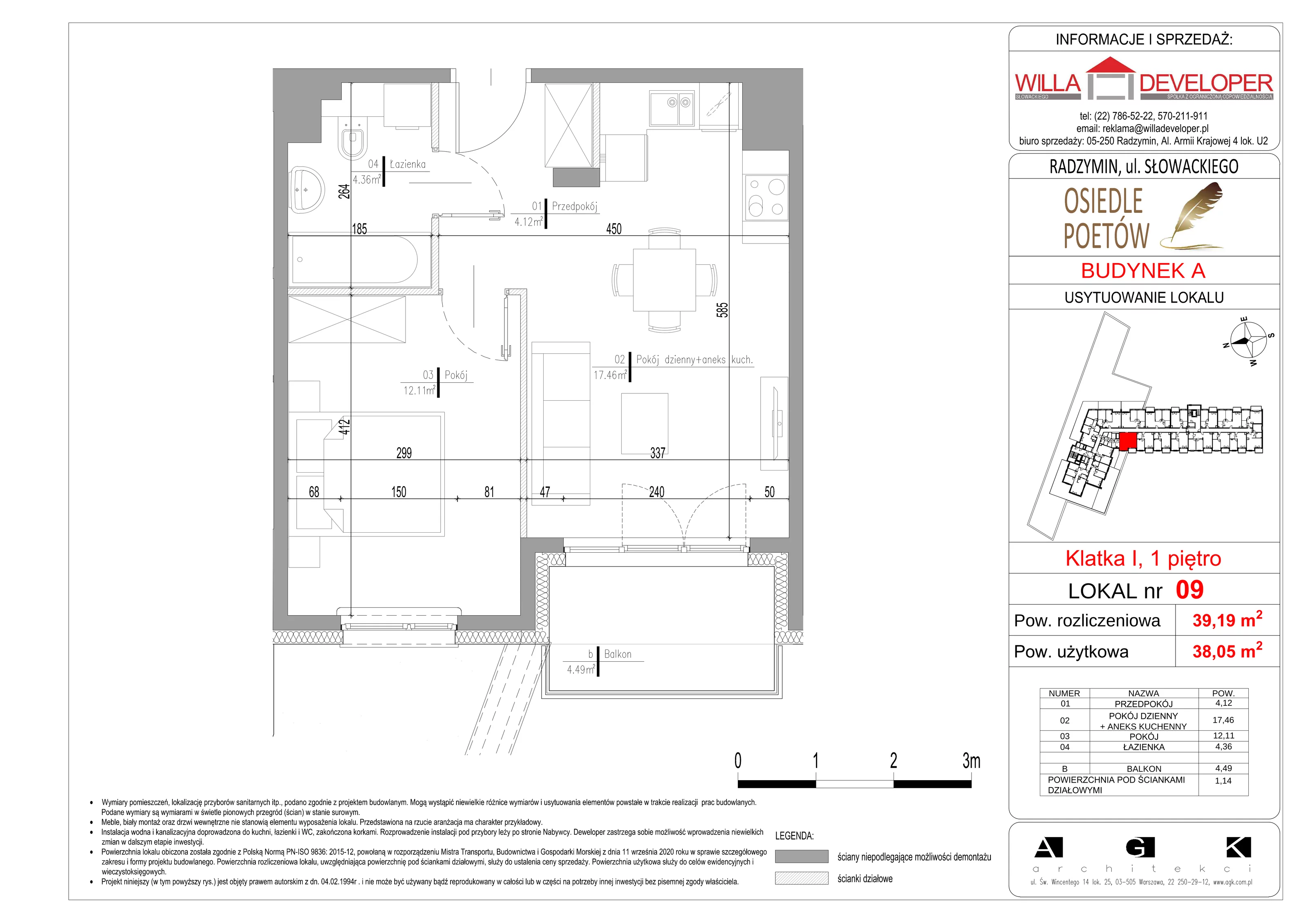 Mieszkanie 38,05 m², piętro 1, oferta nr 9, Osiedle Poetów, Radzymin, ul. Słowackiego