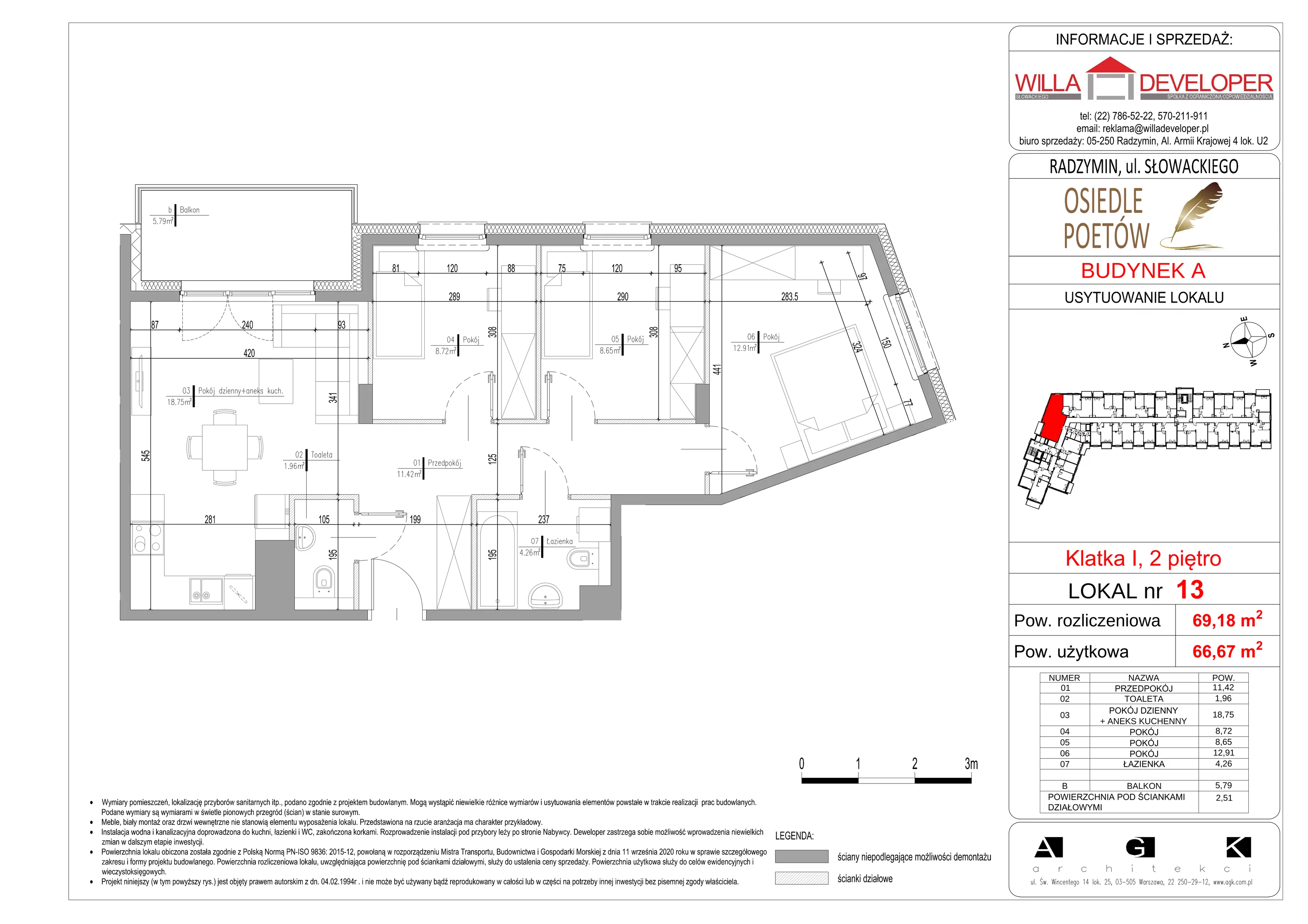 4 pokoje, mieszkanie 66,67 m², piętro 2, oferta nr 13, Osiedle Poetów, Radzymin, ul. Słowackiego