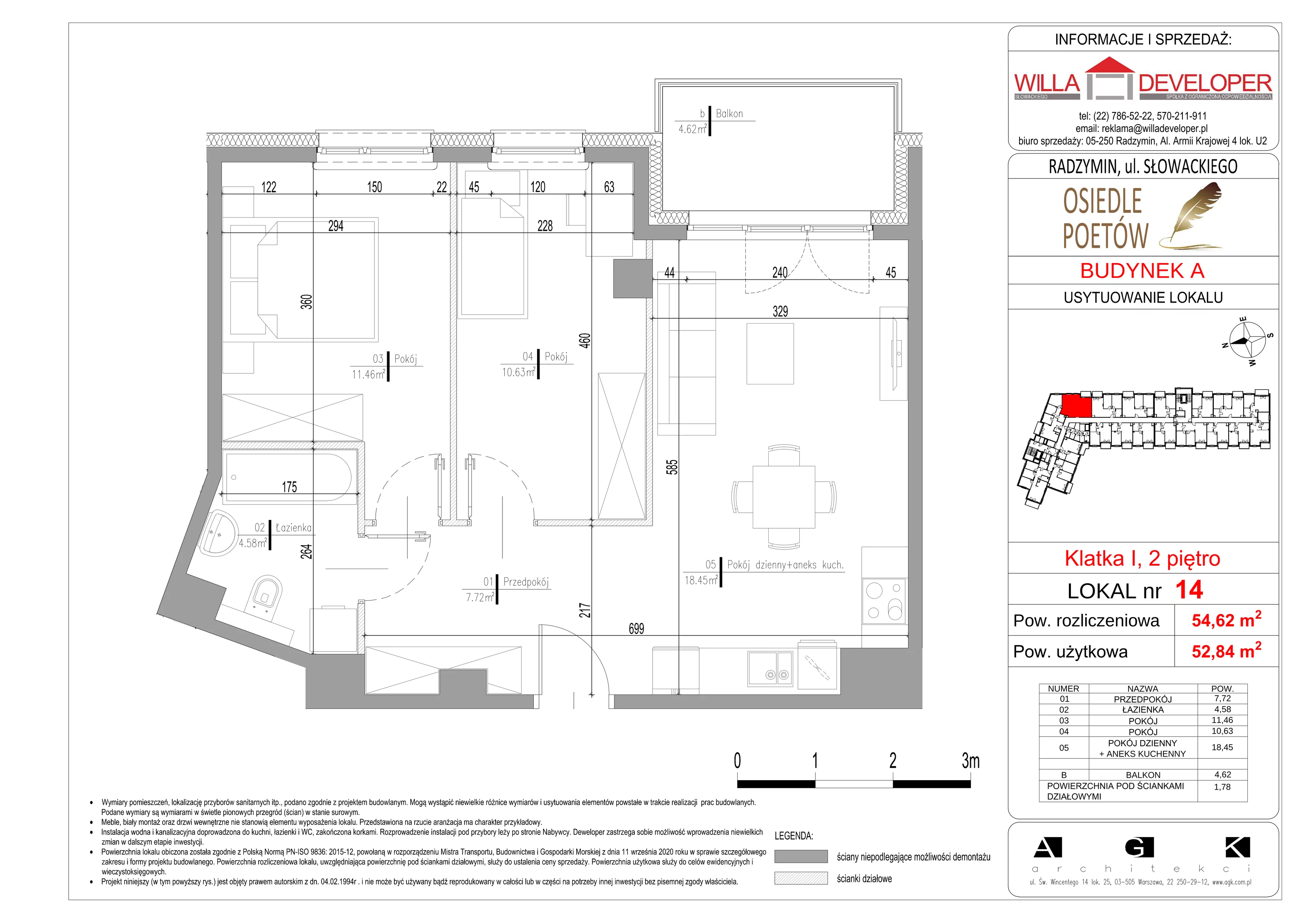 3 pokoje, mieszkanie 52,84 m², piętro 2, oferta nr 14, Osiedle Poetów, Radzymin, ul. Słowackiego