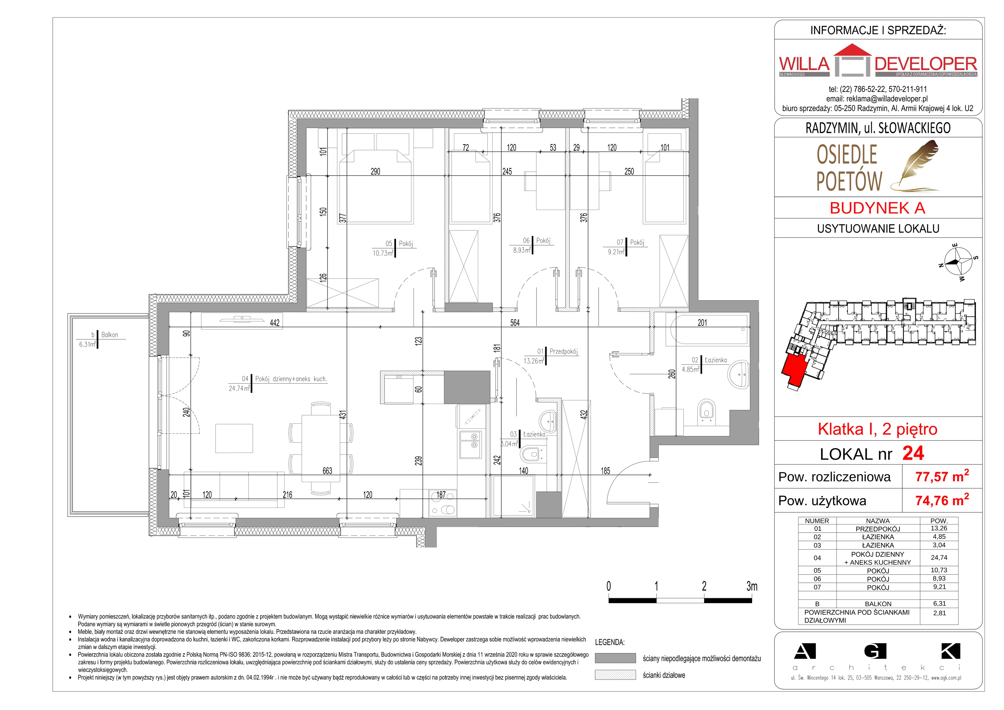 4 pokoje, mieszkanie 74,76 m², piętro 2, oferta nr 24, Osiedle Poetów, Radzymin, ul. Słowackiego