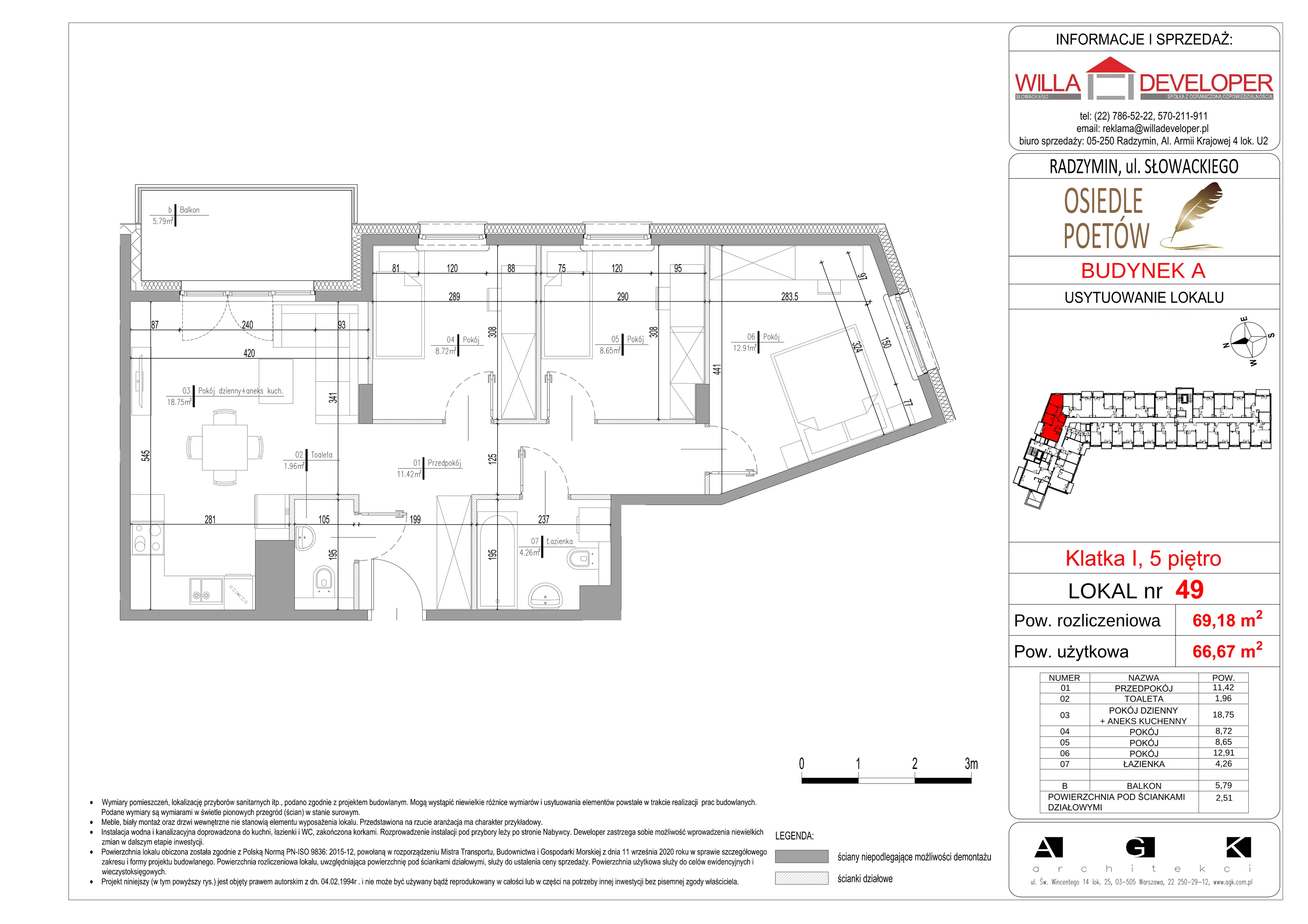 4 pokoje, mieszkanie 66,67 m², piętro 5, oferta nr 49, Osiedle Poetów, Radzymin, ul. Słowackiego