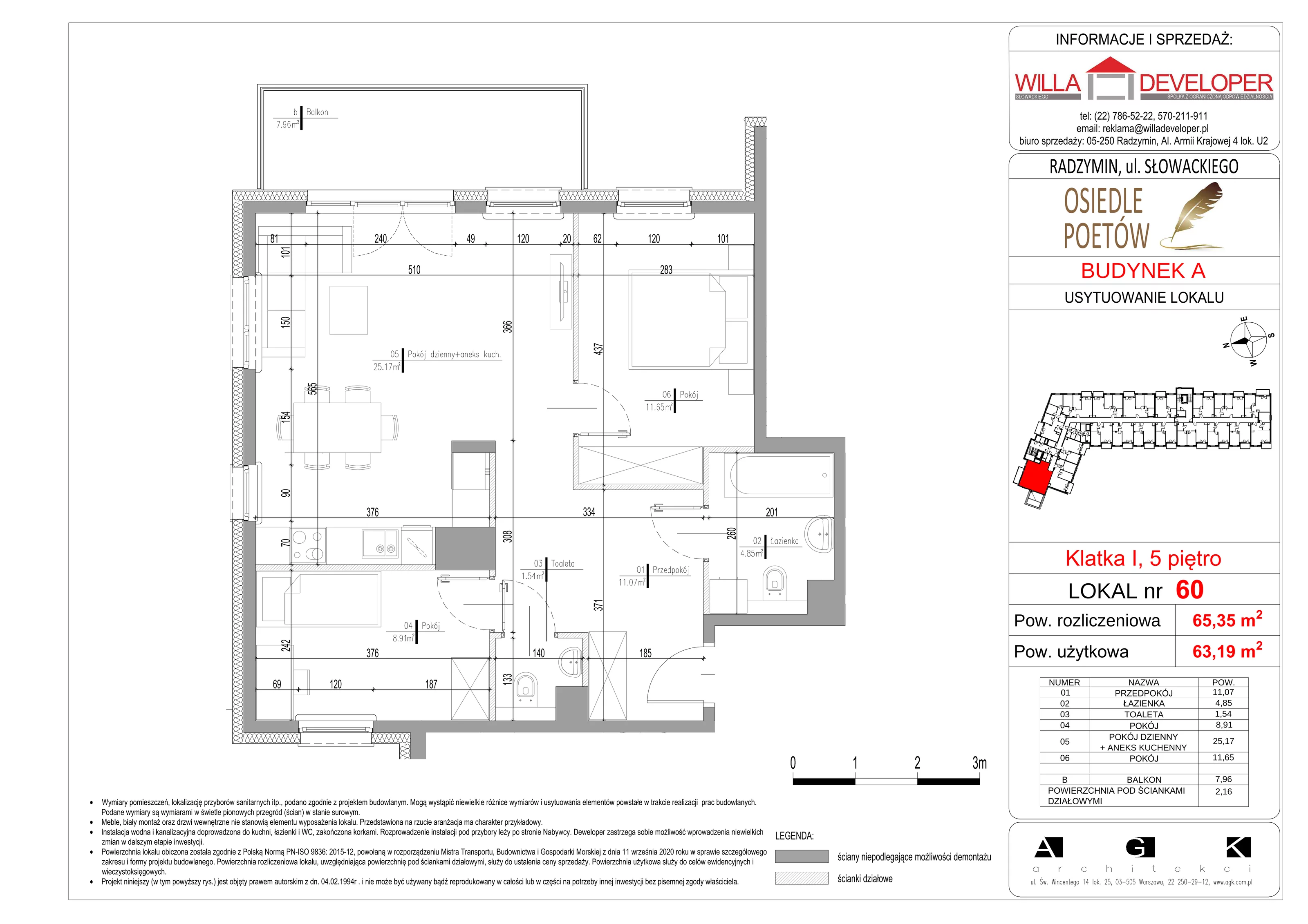 3 pokoje, mieszkanie 63,19 m², piętro 5, oferta nr 60, Osiedle Poetów, Radzymin, ul. Słowackiego