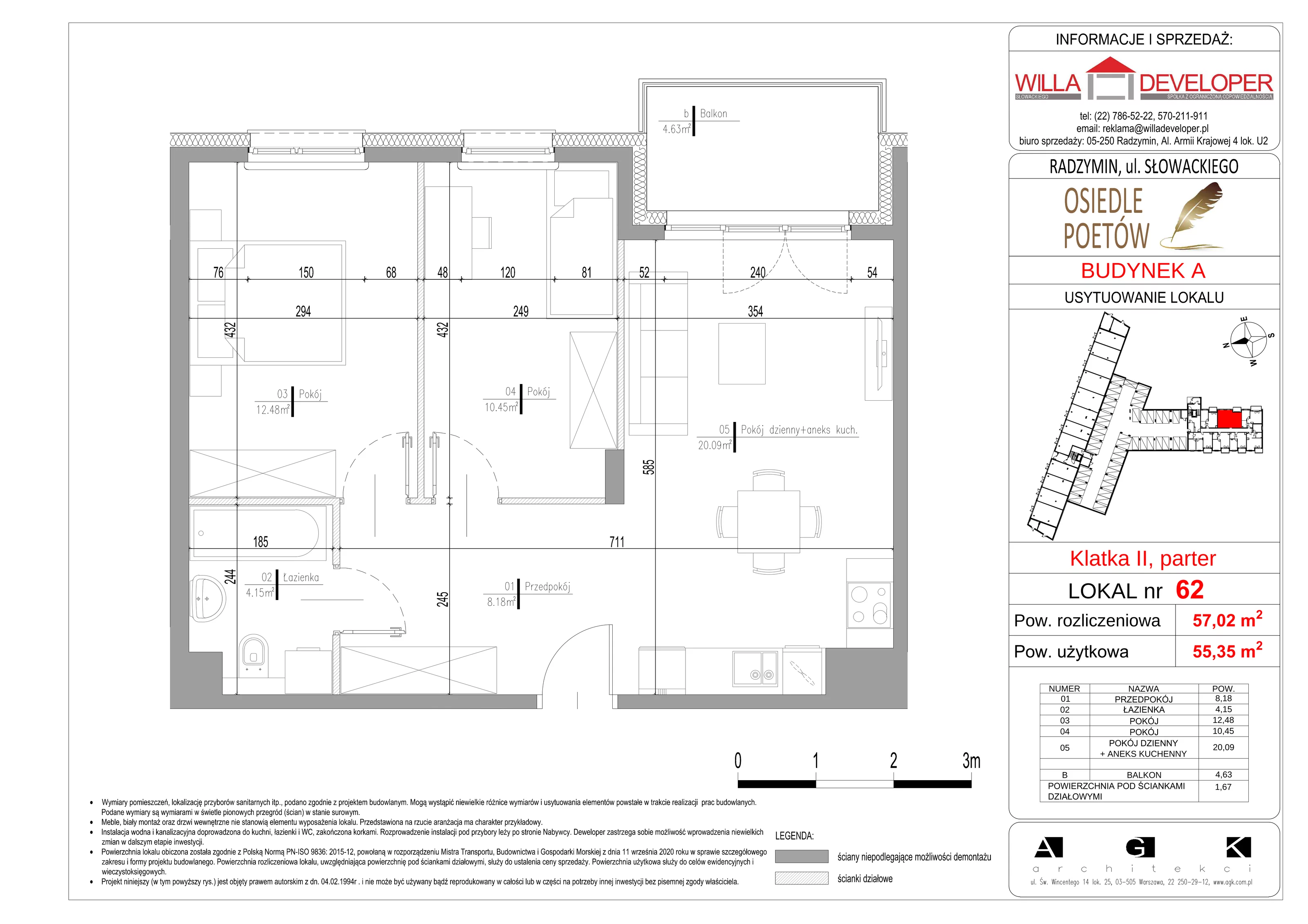 3 pokoje, mieszkanie 55,35 m², parter, oferta nr 62, Osiedle Poetów, Radzymin, ul. Słowackiego