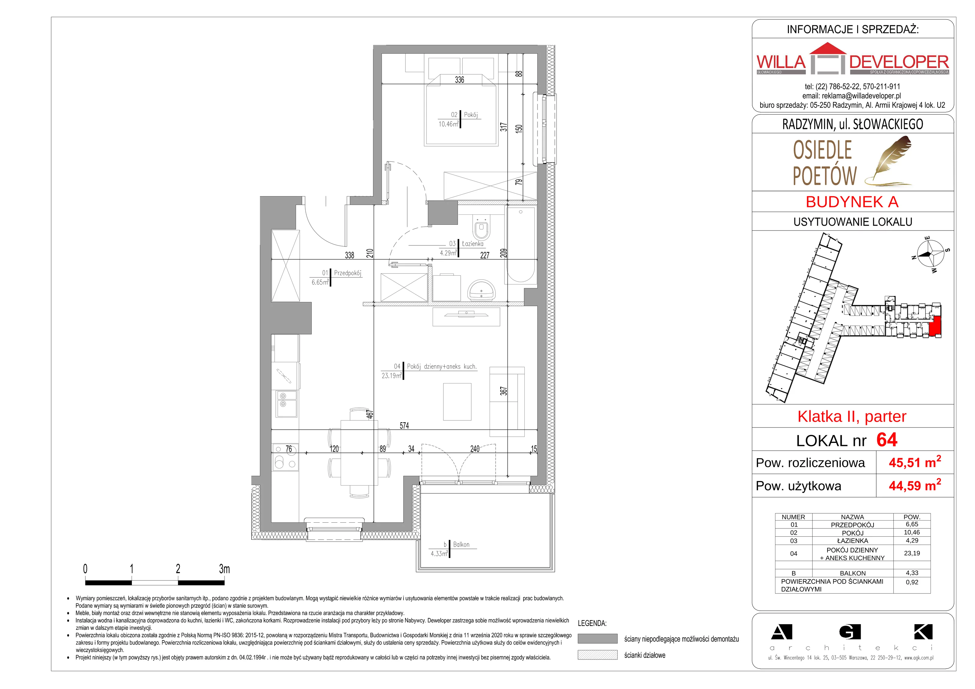 Mieszkanie 44,59 m², parter, oferta nr 64, Osiedle Poetów, Radzymin, ul. Słowackiego