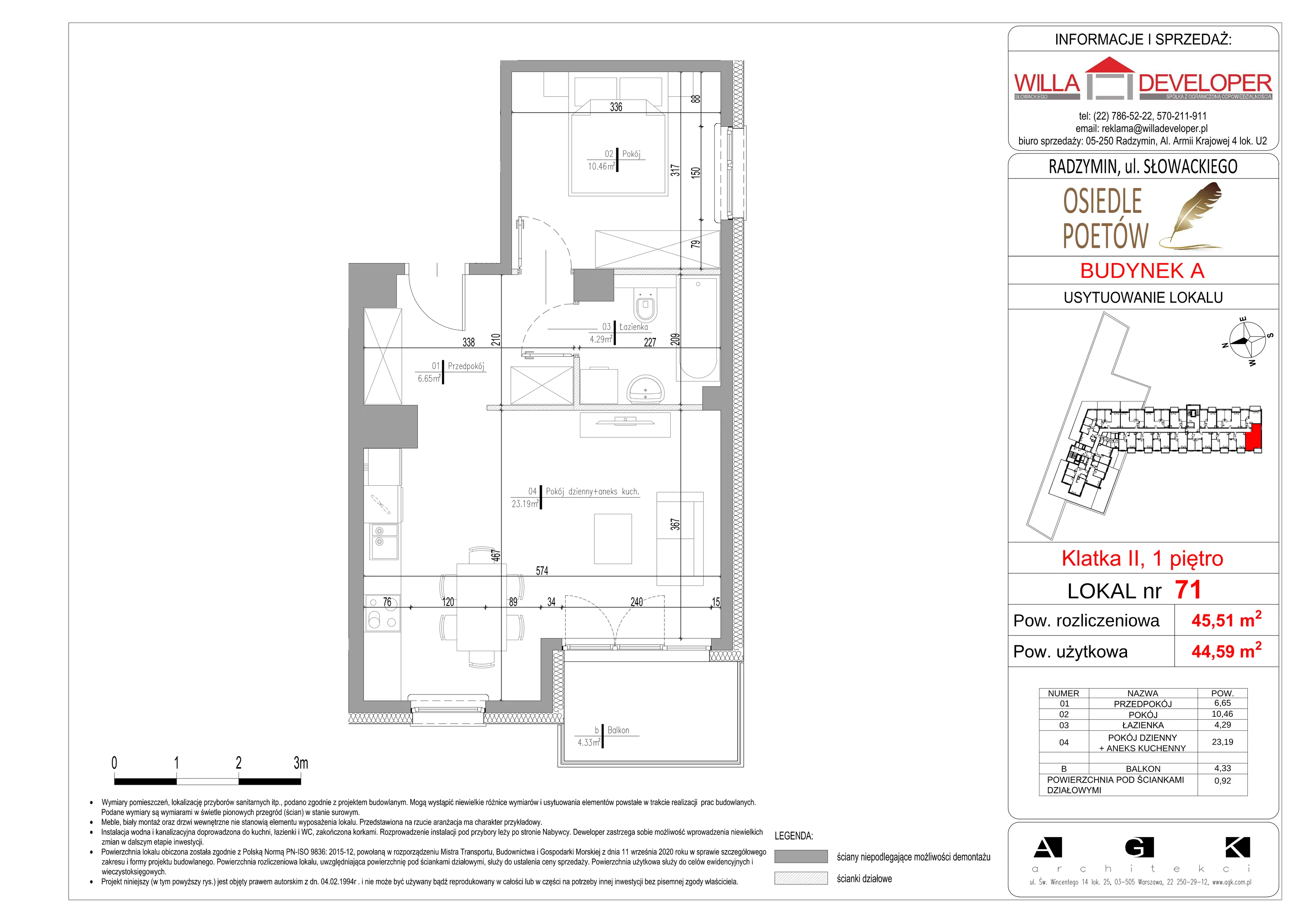 Mieszkanie 44,59 m², piętro 1, oferta nr 71, Osiedle Poetów, Radzymin, ul. Słowackiego