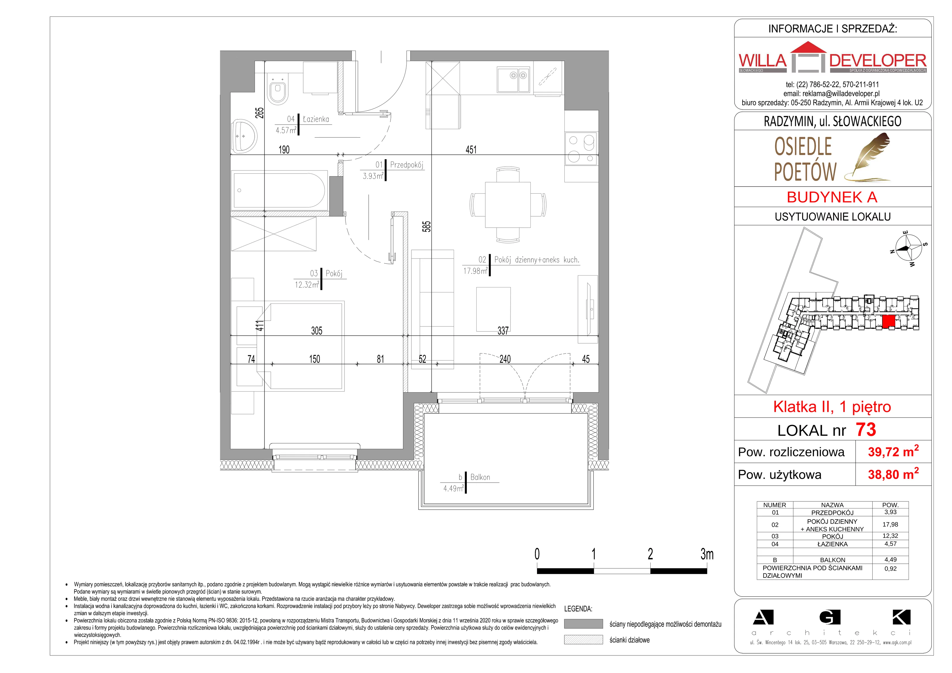 Mieszkanie 38,80 m², piętro 1, oferta nr 73, Osiedle Poetów, Radzymin, ul. Słowackiego