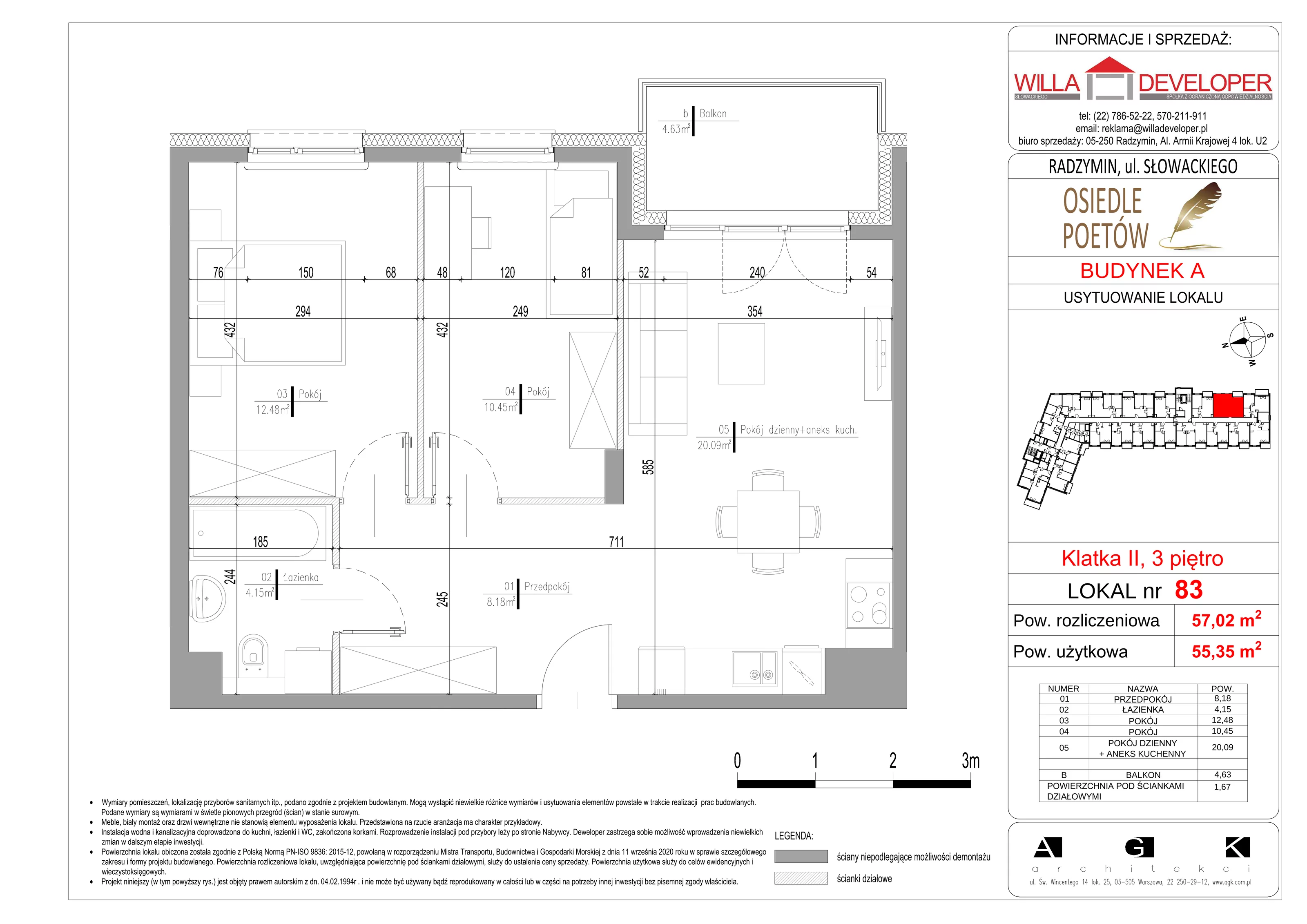 3 pokoje, mieszkanie 55,35 m², piętro 3, oferta nr 83, Osiedle Poetów, Radzymin, ul. Słowackiego